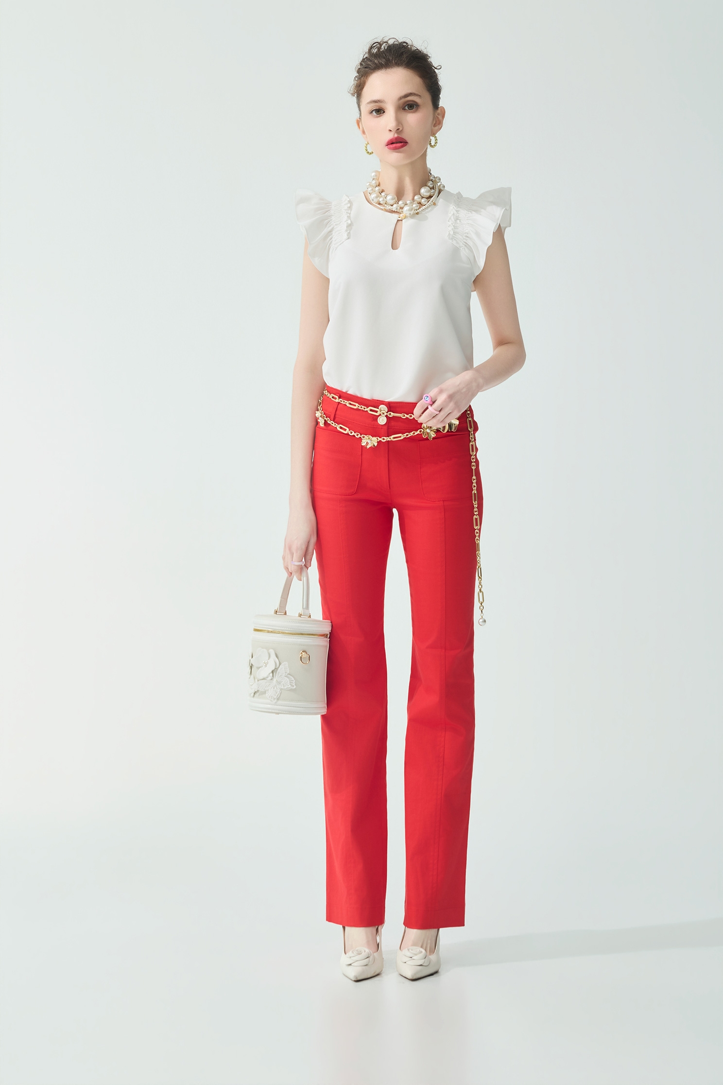 Ruffle Detail White Vest,sleeveless tops,Tops,Embroidered,Season (SS) Look,White tops,sleeveless tops