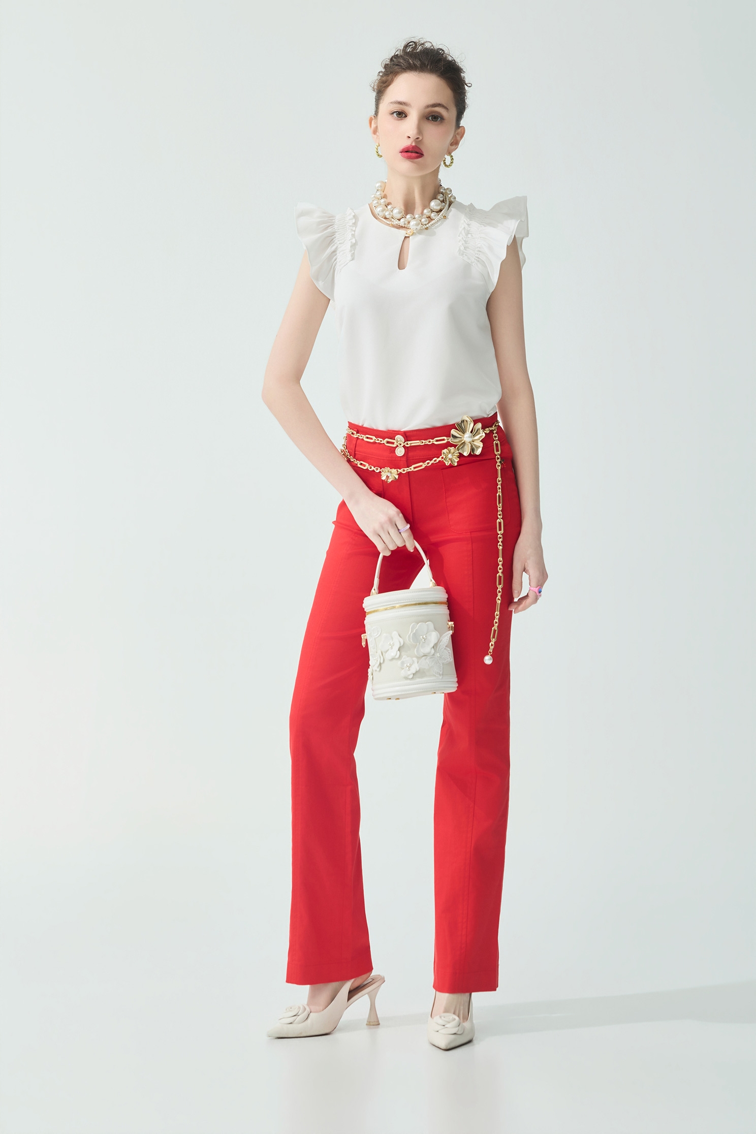 Ruffle Detail White Vest,sleeveless tops,Tops,Embroidered,Season (SS) Look,White tops,sleeveless tops