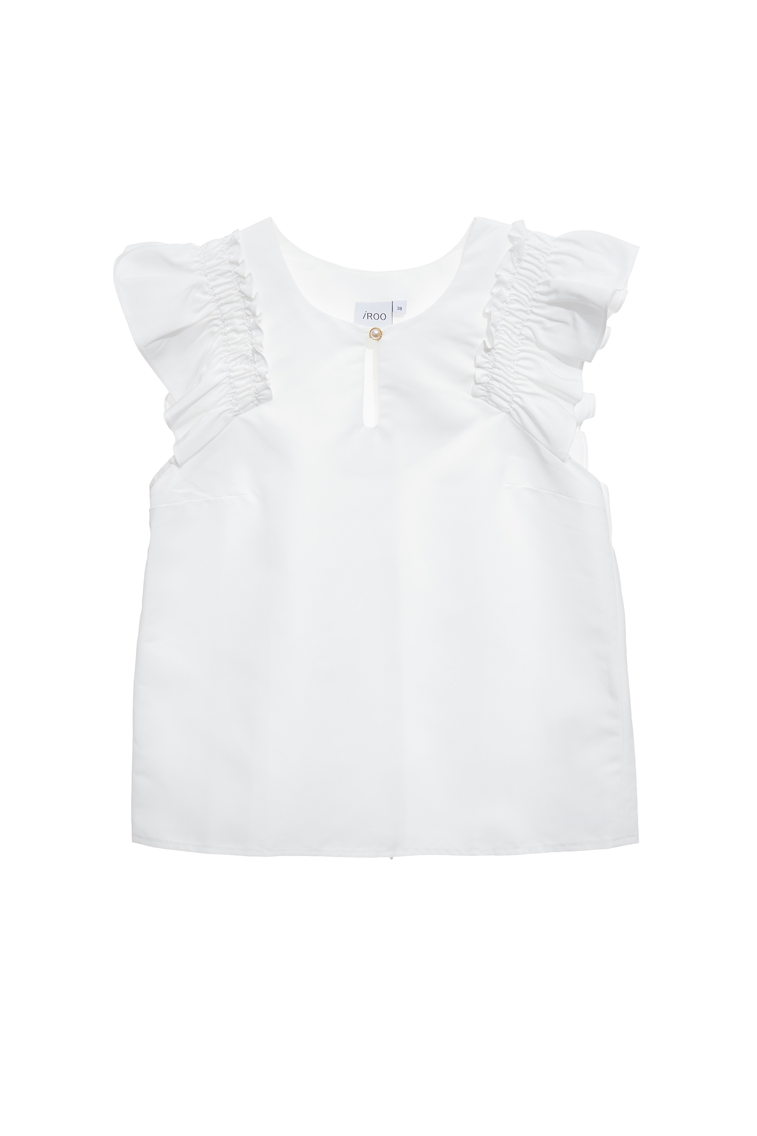 Ruffle Detail White Vest,sleeveless tops,Tops,Embroidered,Season (SS) Look,White tops,sleeveless tops