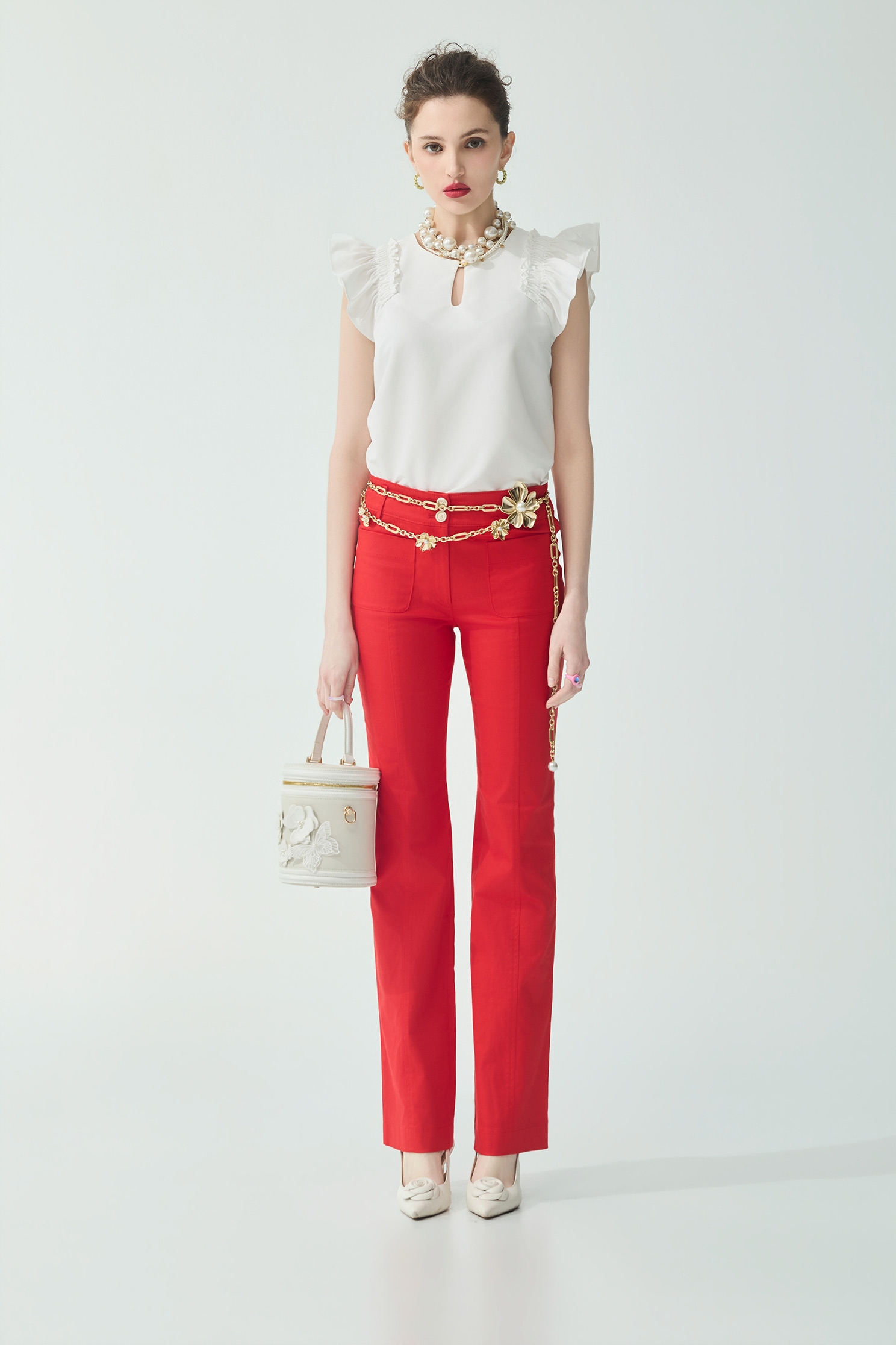 Ruffle Detail White Vest,sleeveless tops,Tops,Embroidered,Season (SS) Look,White tops,sleeveless tops