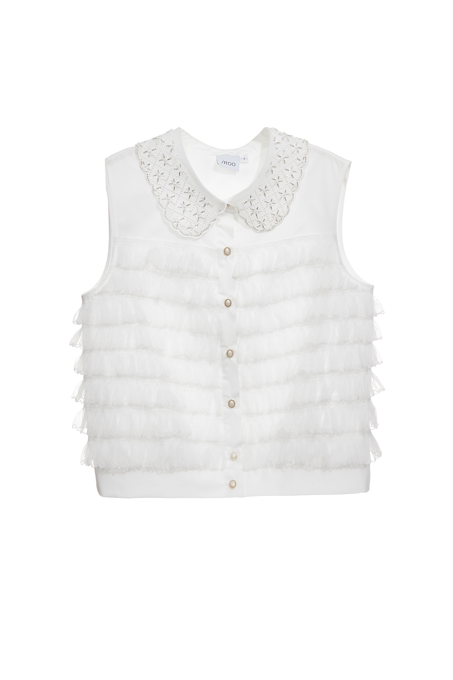 Tiered Organza Pleated Detail VestTiered Organza Pleated Detail Vest,sleeveless tops,Office Looks,Tops,Season (SS) Look,sleeveless tops,pearl,City Feminine,Valentine,sleeveless tops