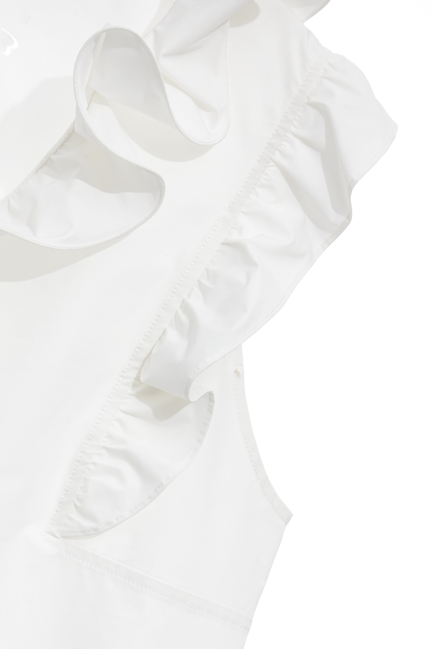 Floral Brooch Ruffle Neckline Vest,sleeveless tops,Tops,Season (SS) Look,White tops,sleeveless tops