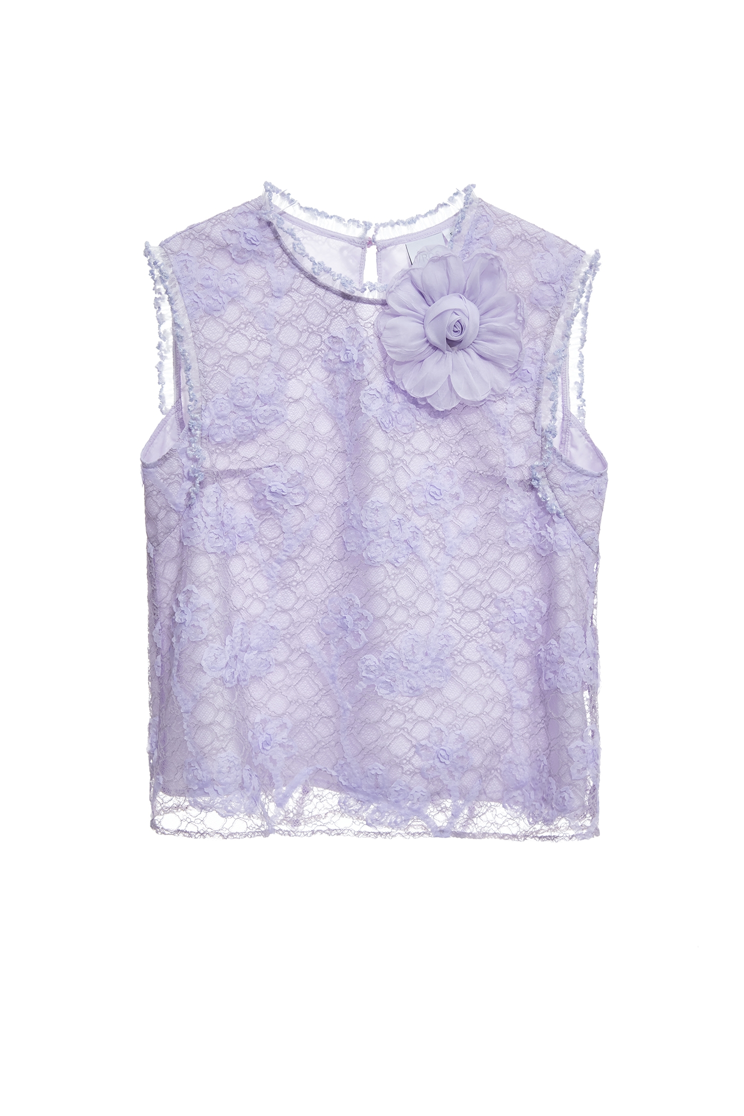 Floral Brooch Detail Lace Vest,sleeveless tops,Tops,Season (SS) Look,sleeveless tops,Lace