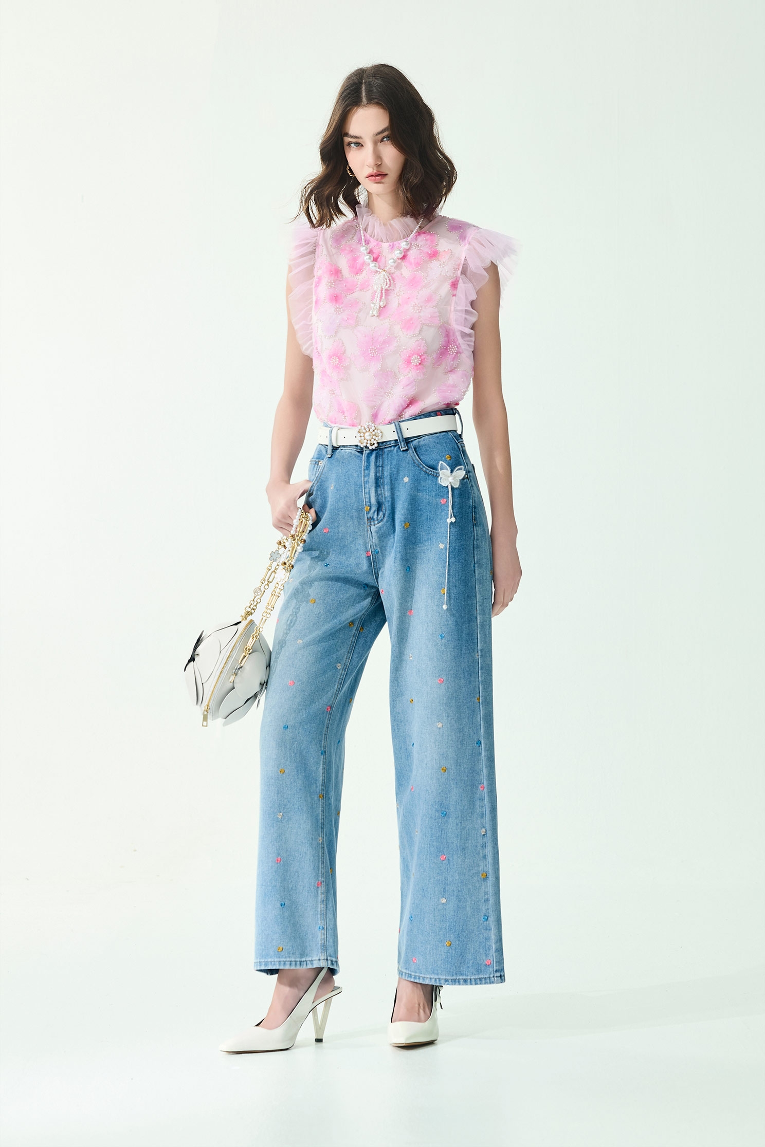 3-D Floral Pearl Detail Mesh Vest3-D Floral Pearl Detail Mesh Vest,sleeveless tops,Tops,Season (SS) Look,sleeveless tops