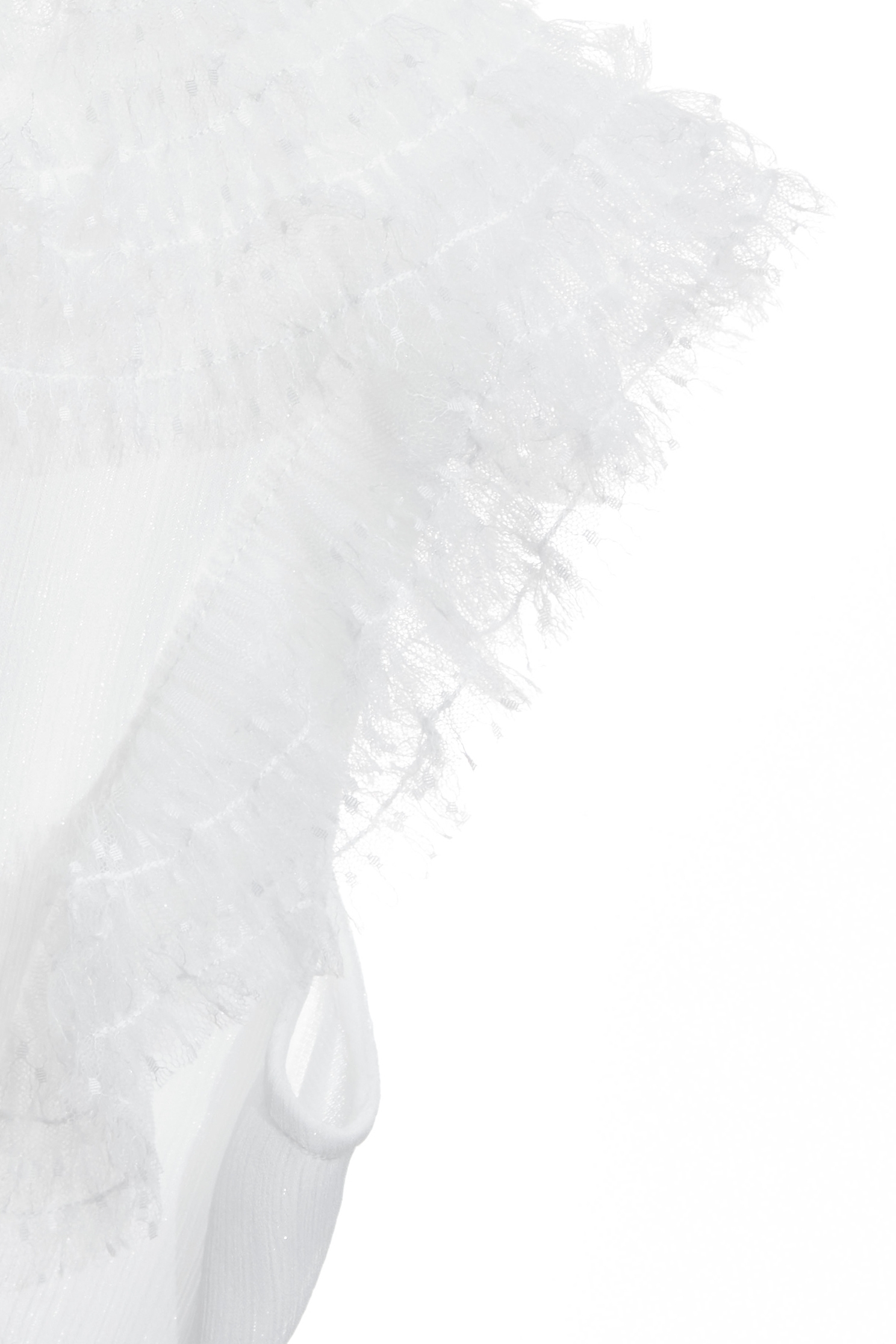 V-neck Ruffle Mesh Detail VestV-neck Ruffle Mesh Detail Vest,sleeveless tops,Tops,Season (SS) Look,White tops,sleeveless tops,Chiffon