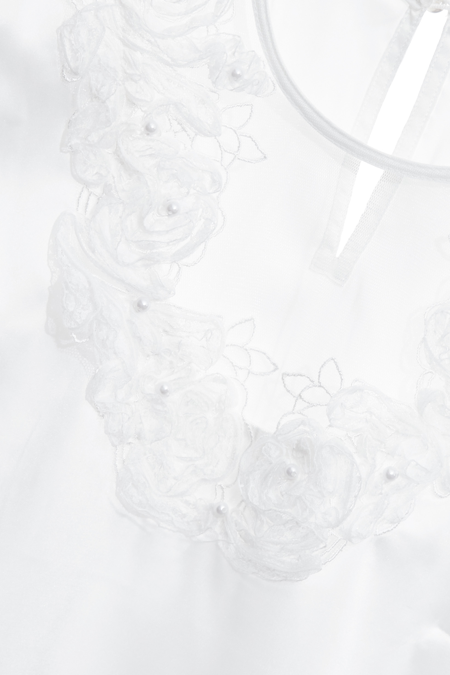 Mesh Neckline 3-D Floral VestMesh Neckline 3-D Floral Vest,sleeveless tops,Embroidered,Season (SS) Look,pearl,White tops,sleeveless tops,Lace