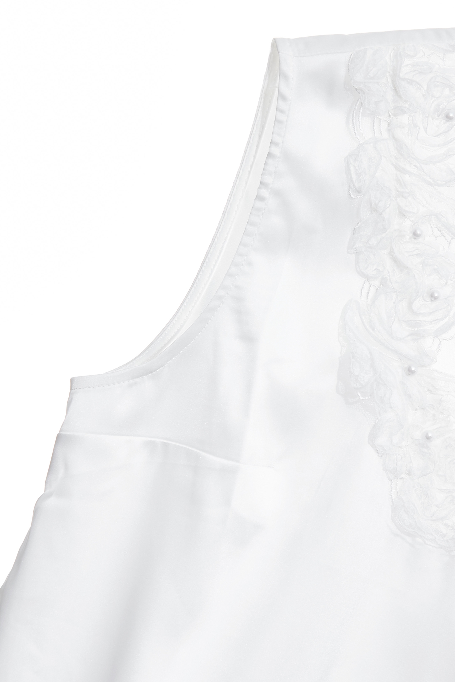 Mesh Neckline 3-D Floral VestMesh Neckline 3-D Floral Vest,sleeveless tops,Embroidered,Season (SS) Look,pearl,White tops,sleeveless tops,Lace