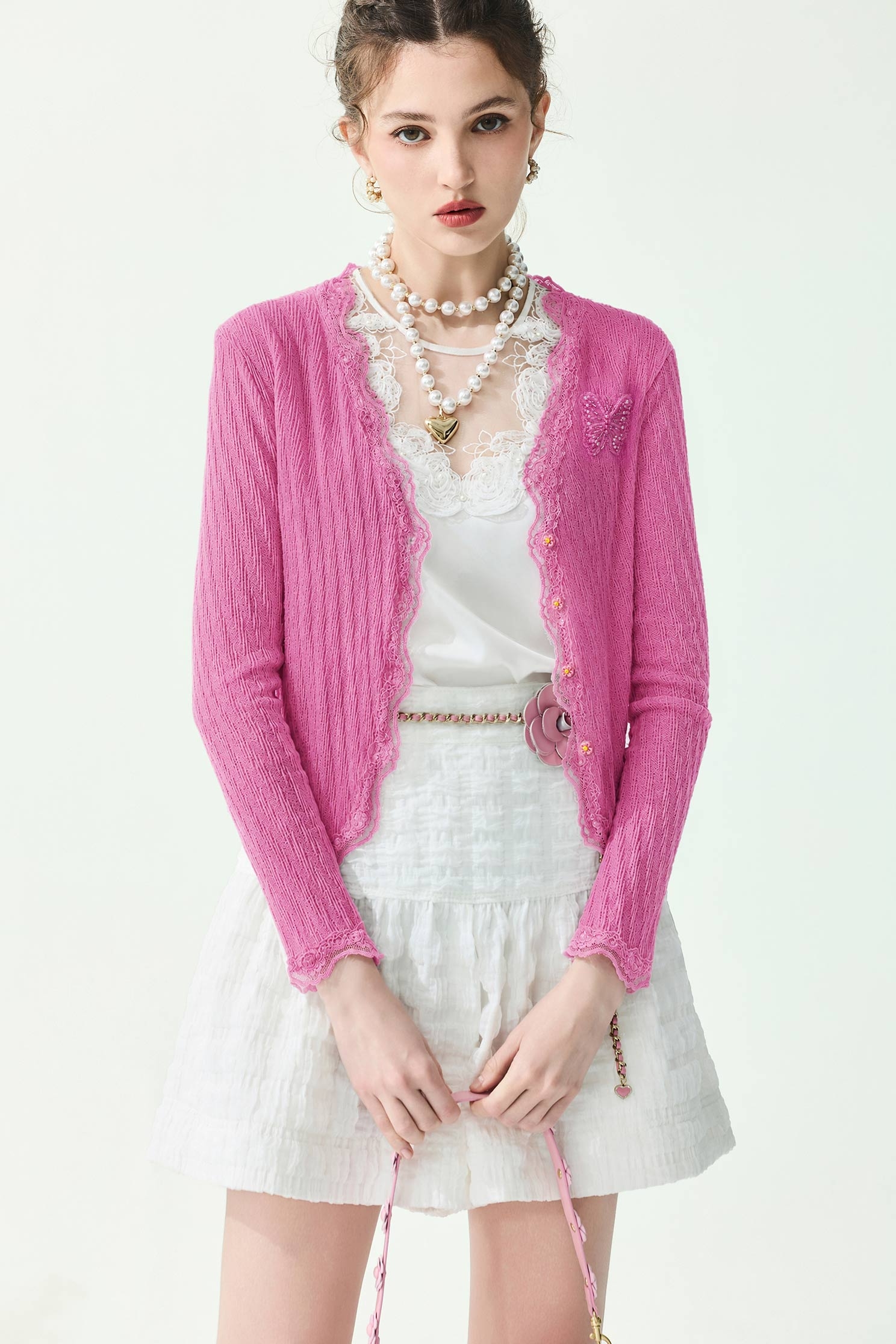 Mesh Neckline 3-D Floral VestMesh Neckline 3-D Floral Vest,sleeveless tops,Embroidered,Season (SS) Look,pearl,White tops,sleeveless tops,Lace