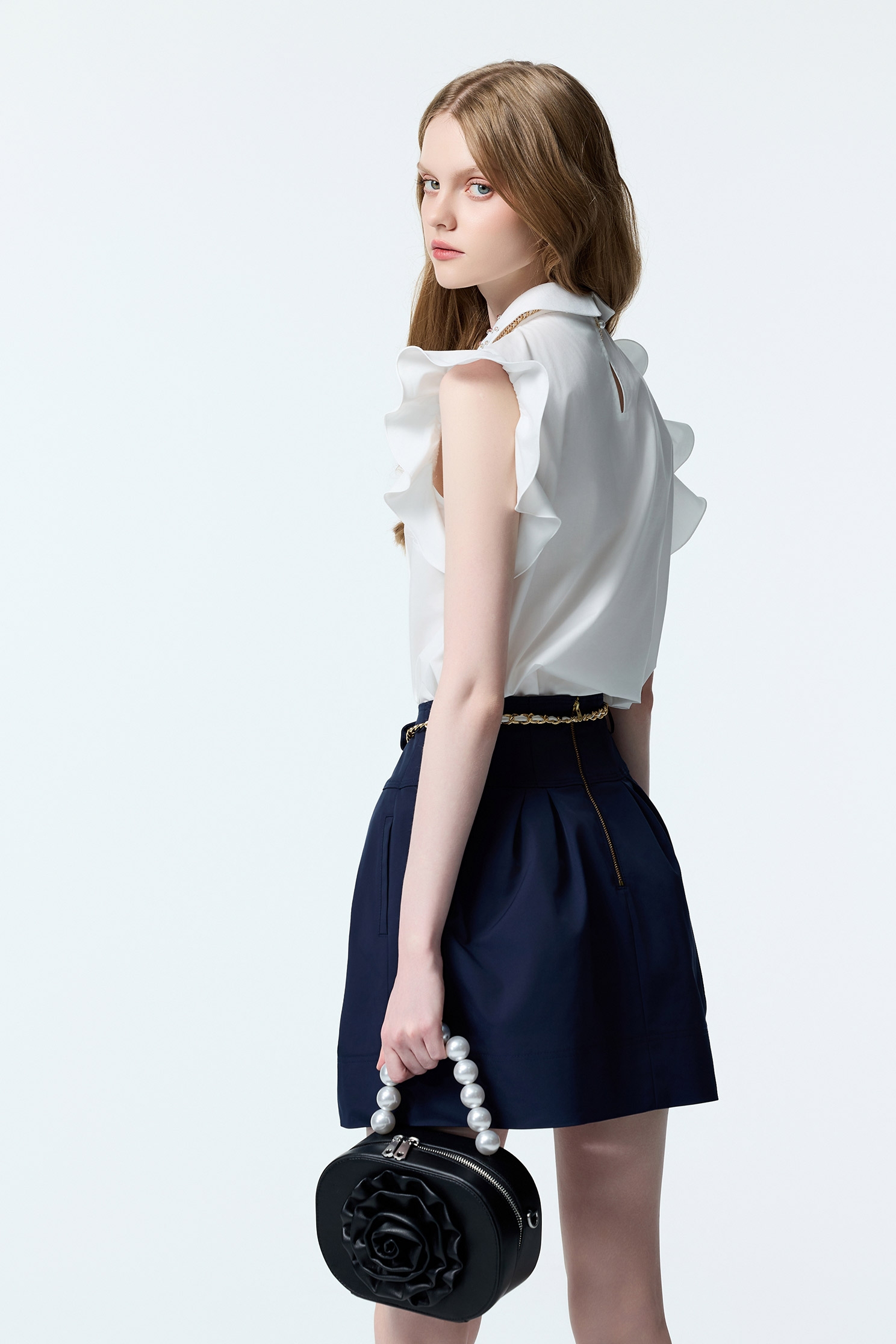 Sequin Collar Ruffle Detail VestSequin Collar Ruffle Detail Vest,sleeveless tops,Office Looks,Tops,sleeveless tops,pearl,Season (AW) Look,Valentine,sleeveless tops