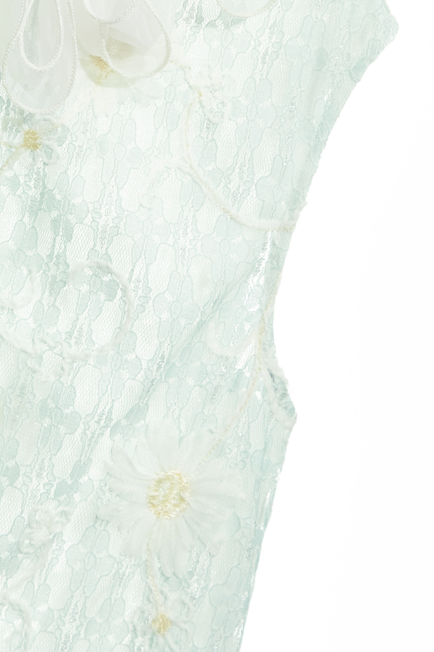 Organza Flounce Collar Floral Lace VestOrganza Flounce Collar Floral Lace Vest,sleeveless tops,Tops,Embroidered,Season (AW) Look,sleeveless tops,Lace