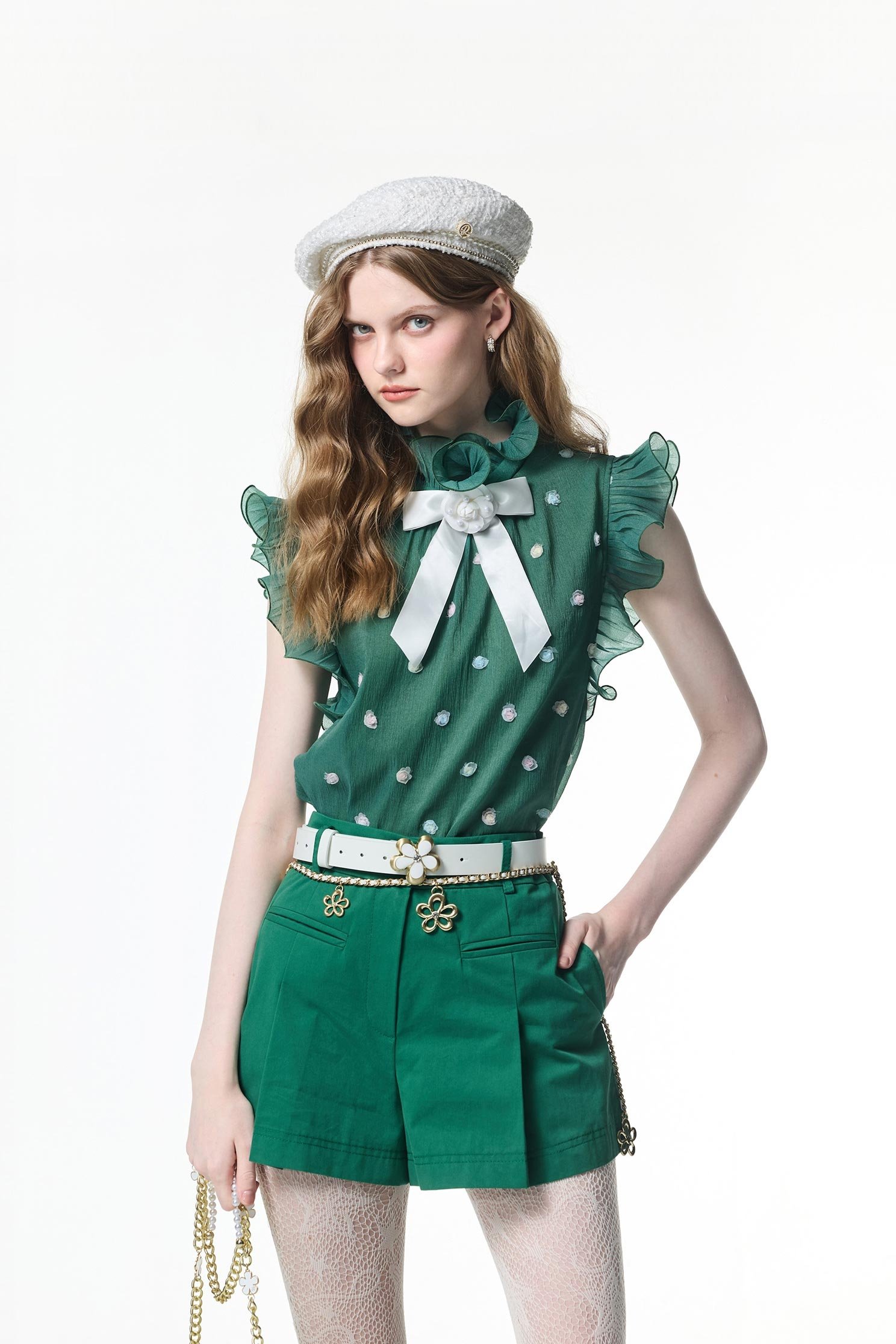 Jade Green Floral Detail VestJade Green Floral Detail Vest,sleeveless tops,Office Looks,Tops,Embroidered,Season (AW) Look,Valentine,sleeveless tops,blossoms