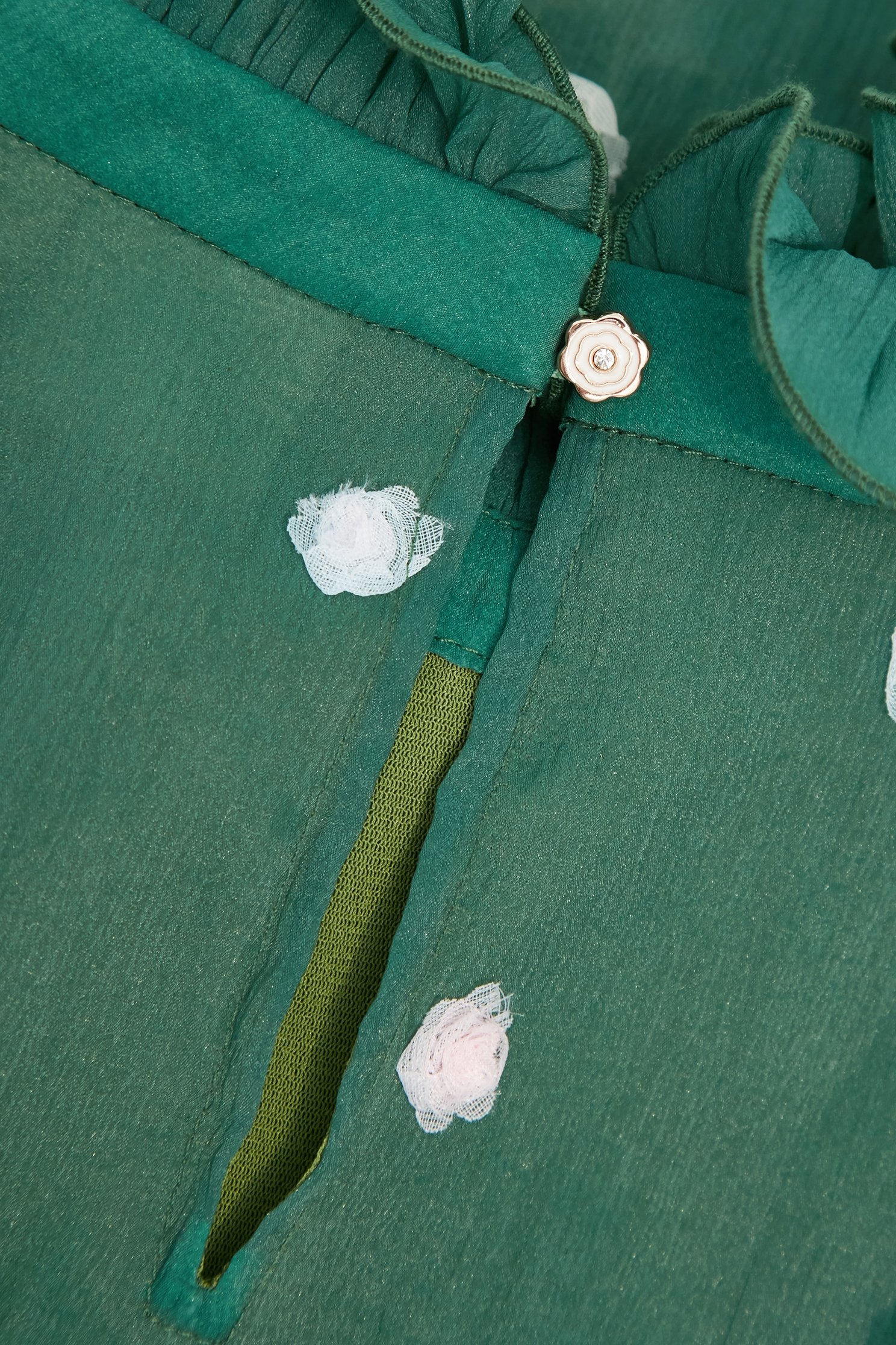 Jade Green Floral Detail VestJade Green Floral Detail Vest,sleeveless tops,Office Looks,Tops,Embroidered,Season (AW) Look,Valentine,sleeveless tops,blossoms