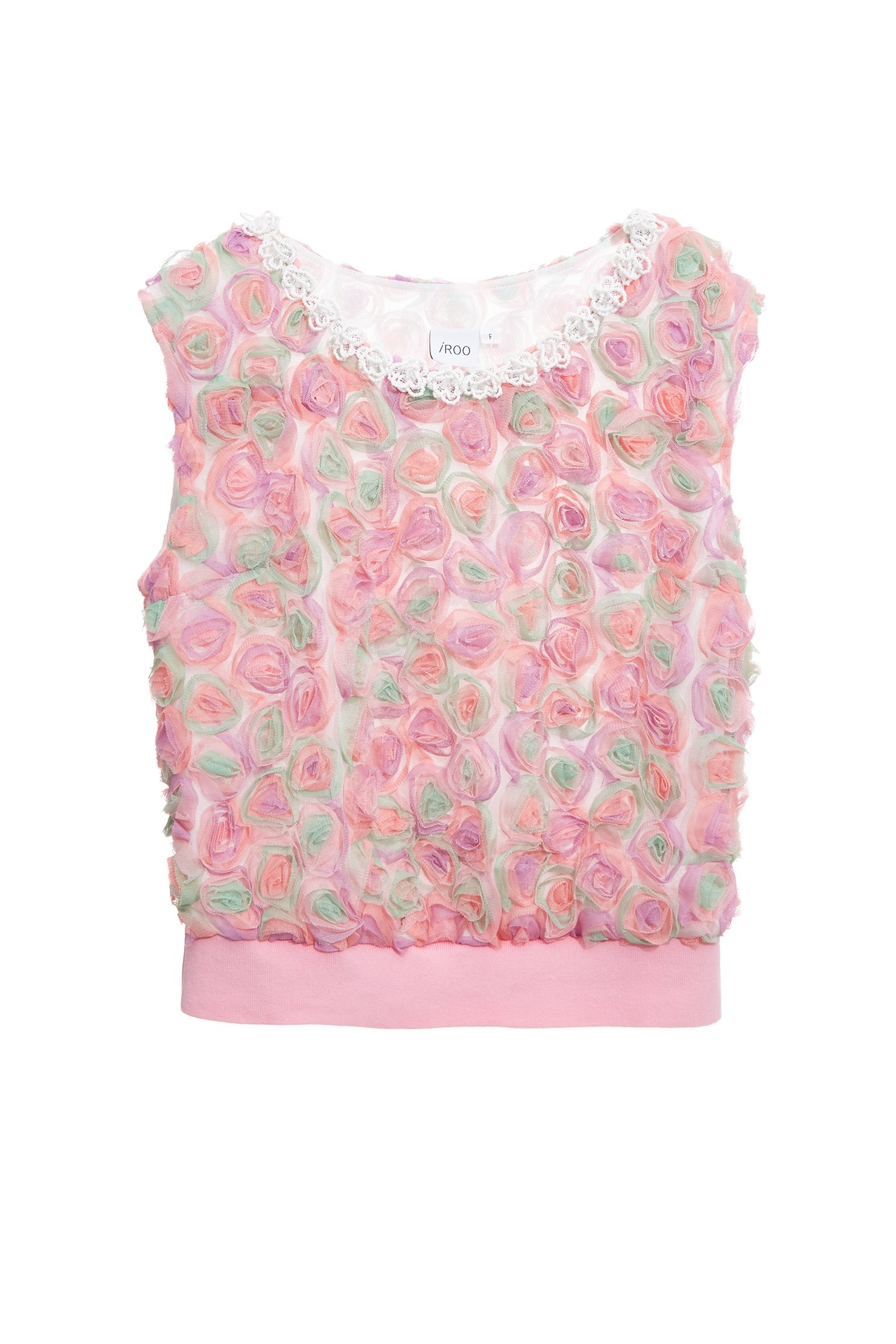 Multi Colour 3-D Rose Detail VestMulti Colour 3-D Rose Detail Vest,sleeveless tops,Tops,bestselling,Embroidered,sleeveless tops,pearl,Season (AW) Look,Valentine,sleeveless tops,blossoms