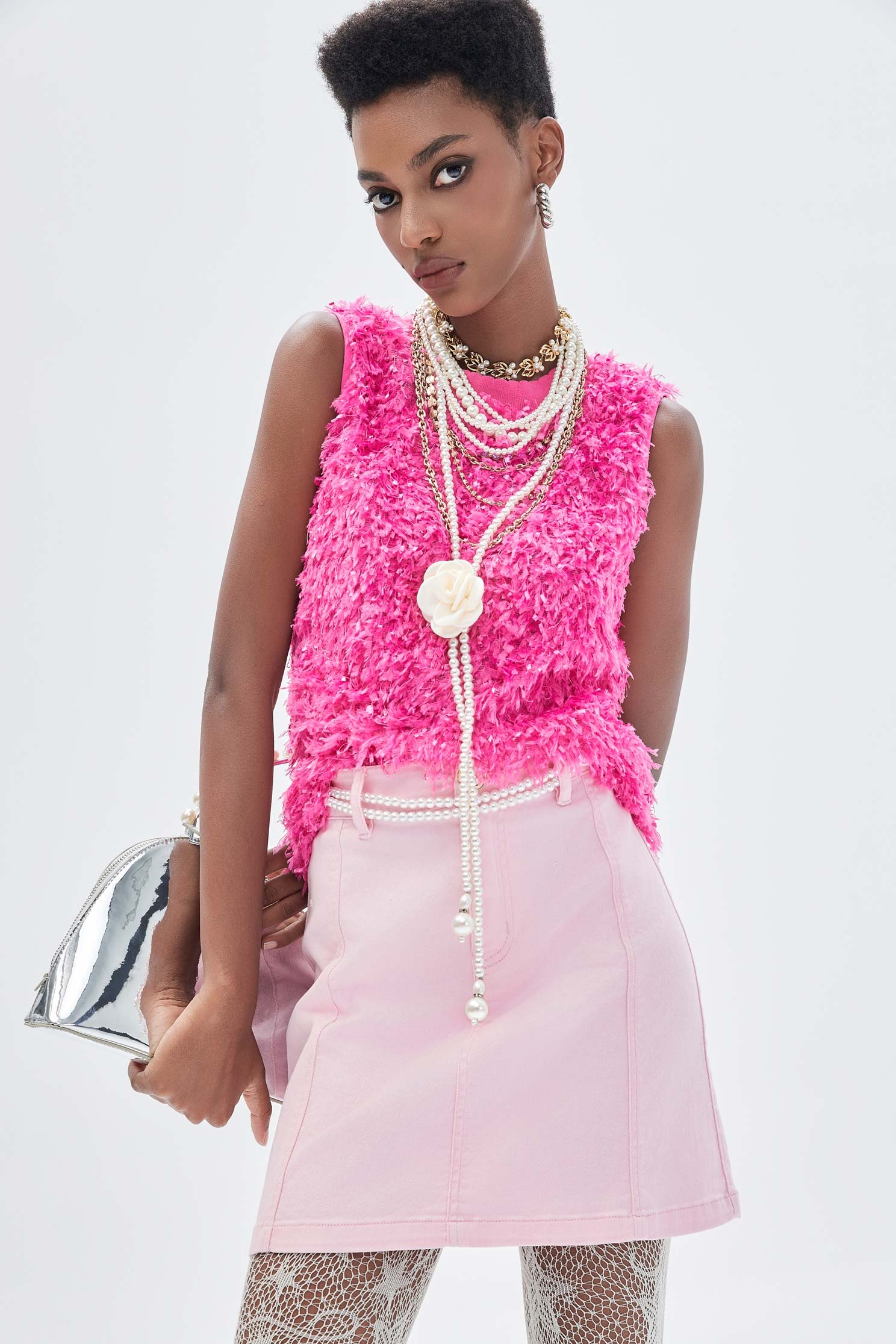 Fushia Pink Fringe VestFushia Pink Fringe Vest,sleeveless tops,Tops,Season (SS) Look,sleeveless tops
