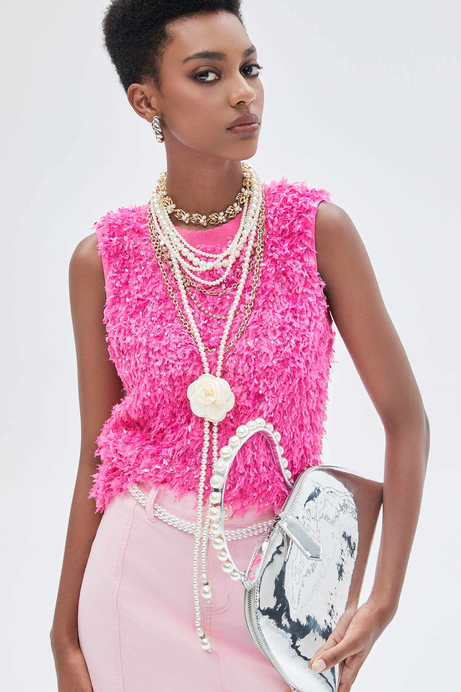 Fushia Pink Fringe VestFushia Pink Fringe Vest,sleeveless tops,Tops,Season (SS) Look,sleeveless tops