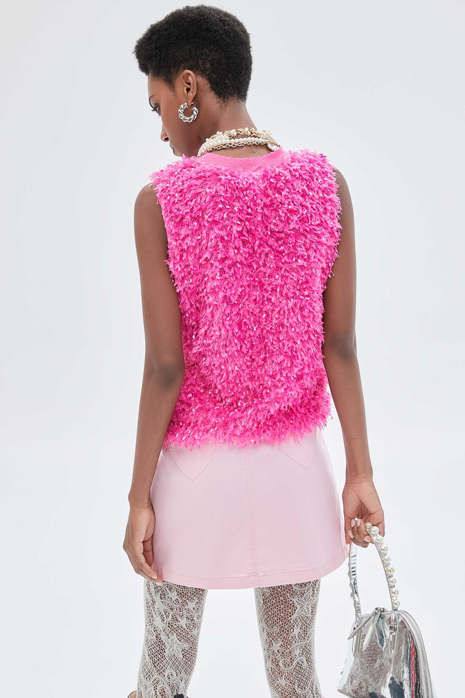 Fushia Pink Fringe VestFushia Pink Fringe Vest,sleeveless tops,Tops,Season (SS) Look,sleeveless tops
