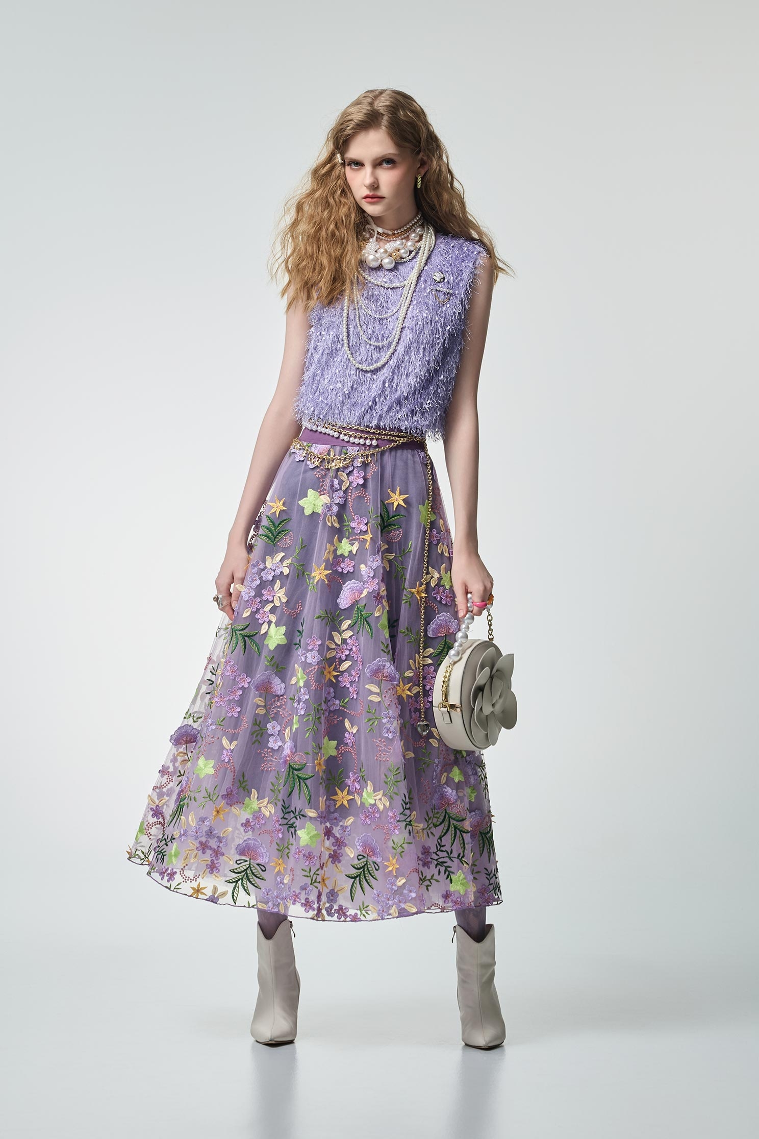 Purple Fringe Detail VestPurple Fringe Detail Vest,sleeveless tops,Tops,sleeveless tops,pearl,Season (AW) Look,Valentine,sleeveless tops