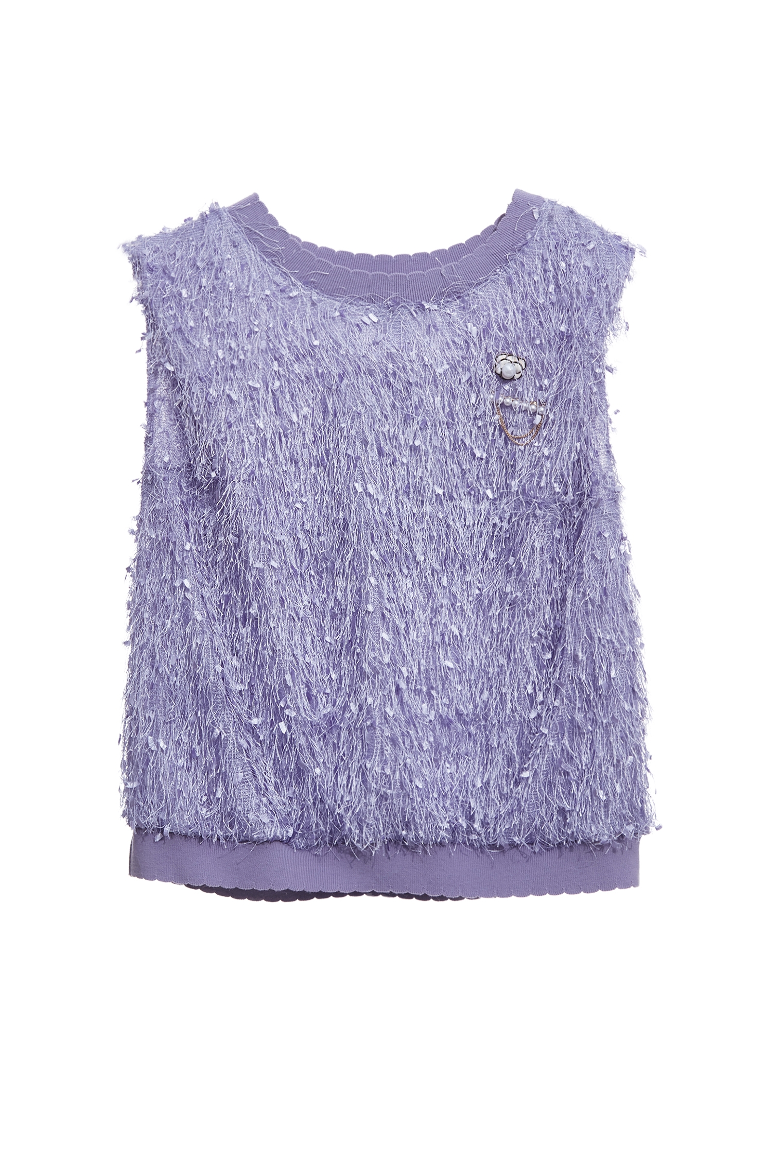 Purple Fringe Detail VestPurple Fringe Detail Vest,sleeveless tops,Tops,sleeveless tops,pearl,Season (AW) Look,Valentine,sleeveless tops