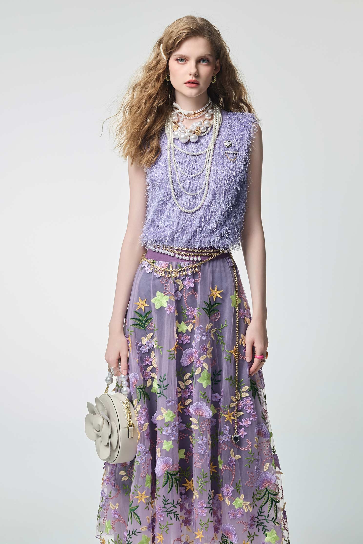 Purple Fringe Detail VestPurple Fringe Detail Vest,sleeveless tops,Tops,sleeveless tops,pearl,Season (AW) Look,Valentine,sleeveless tops