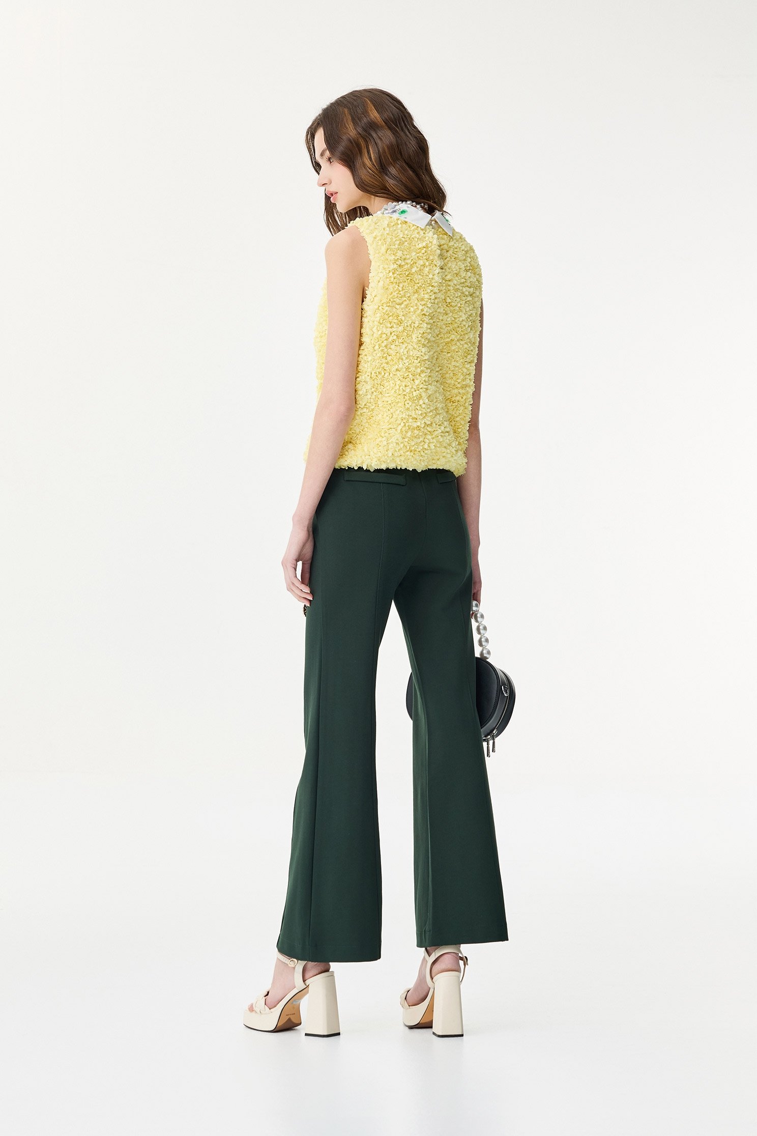 Bright Yellow 3-D Floral Applique Collar VestBright Yellow 3-D Floral Applique Collar Vest,sleeveless tops,Tops,Season (SS) Look,sleeveless tops