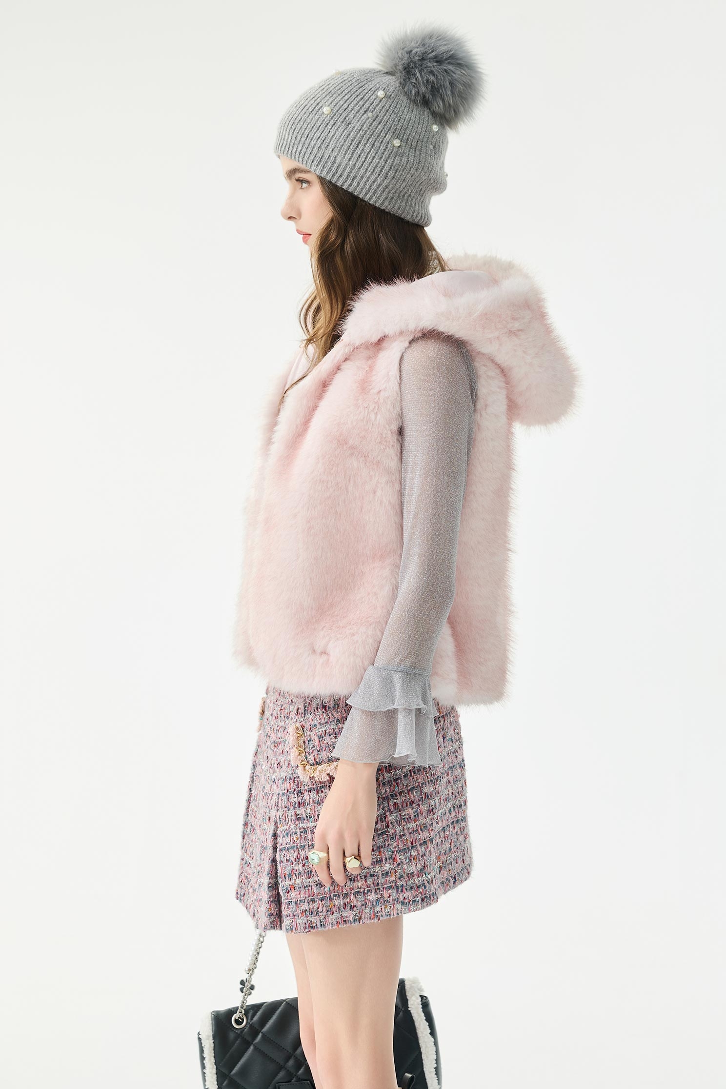 Faux Fur Pink VestFaux Fur Pink Vest,Jackets,sleeveless tops,Outerwear,Season (AW) Look,sleeveless tops