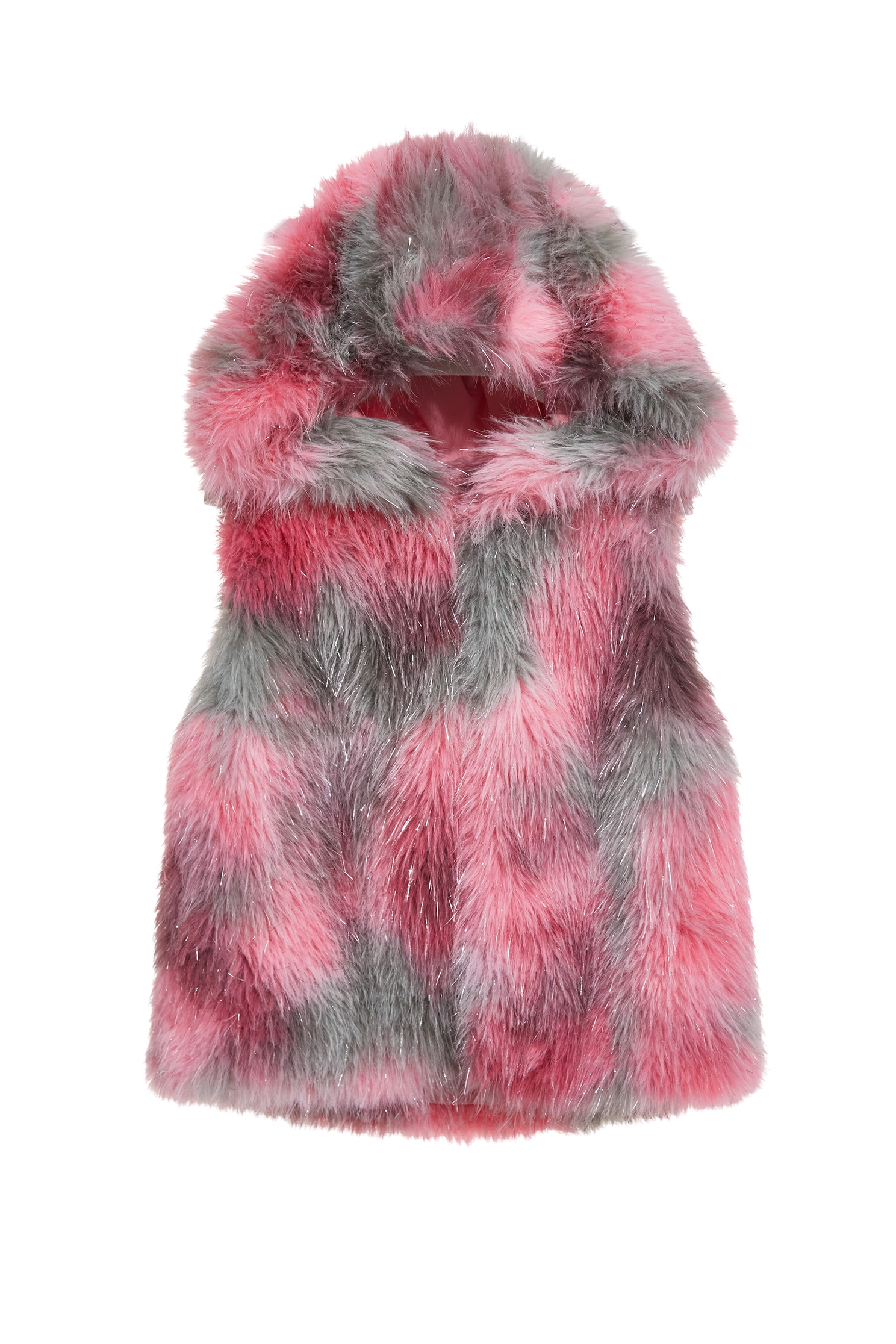 Colour Block Faux Fur Hoodie VestColour Block Faux Fur Hoodie Vest,Jackets,sleeveless tops,Outerwear,Season (SS) Look,sleeveless tops