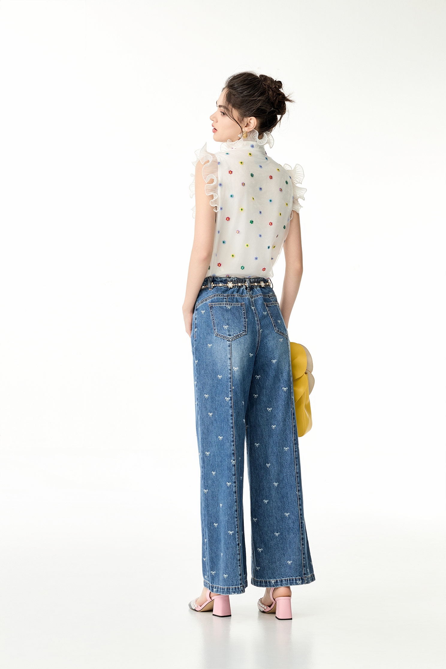 Floral Embroidery Ruffle VestFloral Embroidery Ruffle Vest,sleeveless tops,Tops,Embroidered,Season (SS) Look,Embroidered tops,sleeveless tops