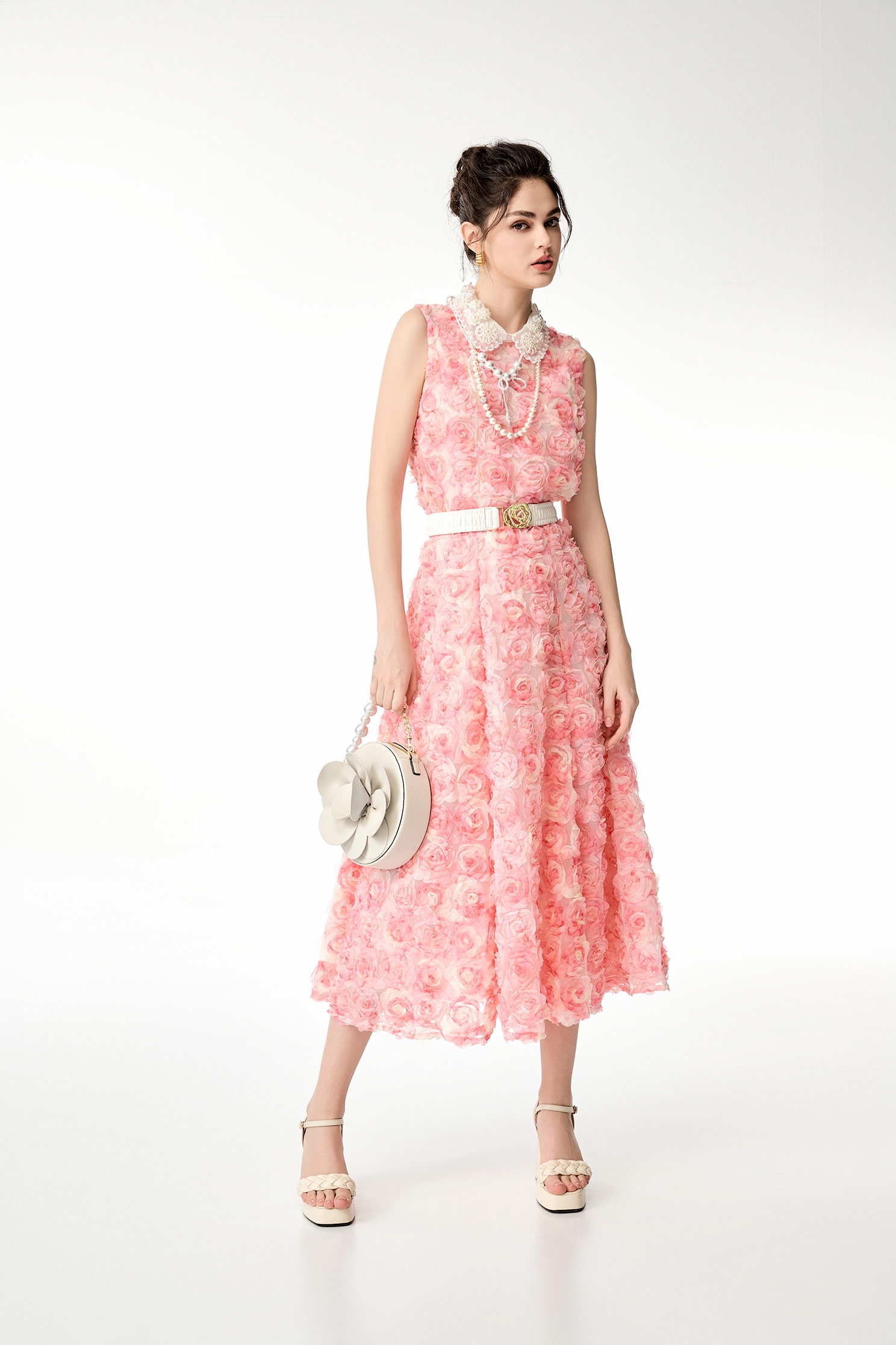 Rose Detail Pink VestRose Detail Pink Vest,sleeveless tops,Tops,Season (SS) Look,Mesh fabric,sleeveless tops