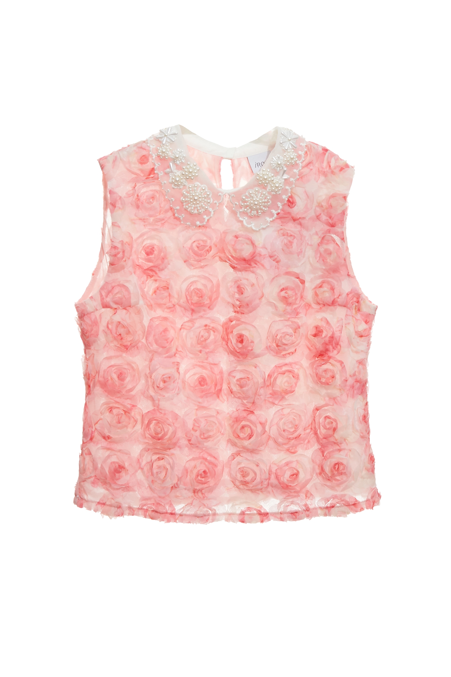 Rose Detail Pink VestRose Detail Pink Vest,sleeveless tops,Tops,Season (SS) Look,Mesh fabric,sleeveless tops