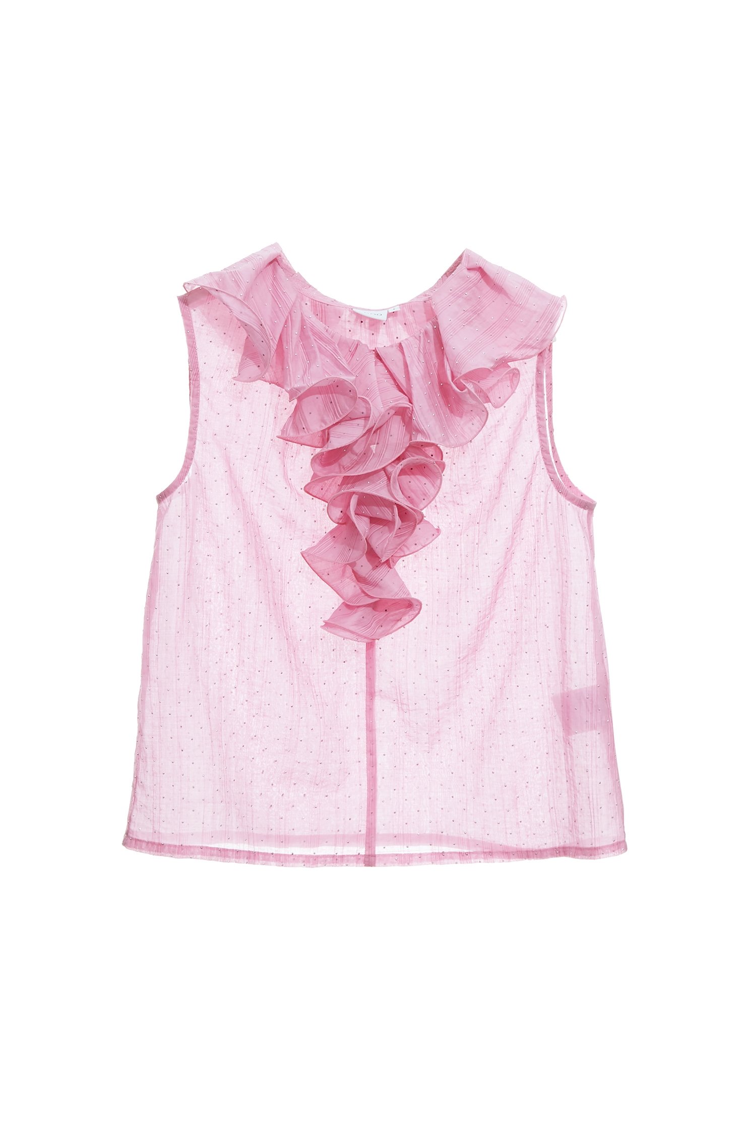 Sequin Detail Ruffle VestSequin Detail Ruffle Vest,sleeveless tops,Tops,Season (SS) Look,sleeveless tops