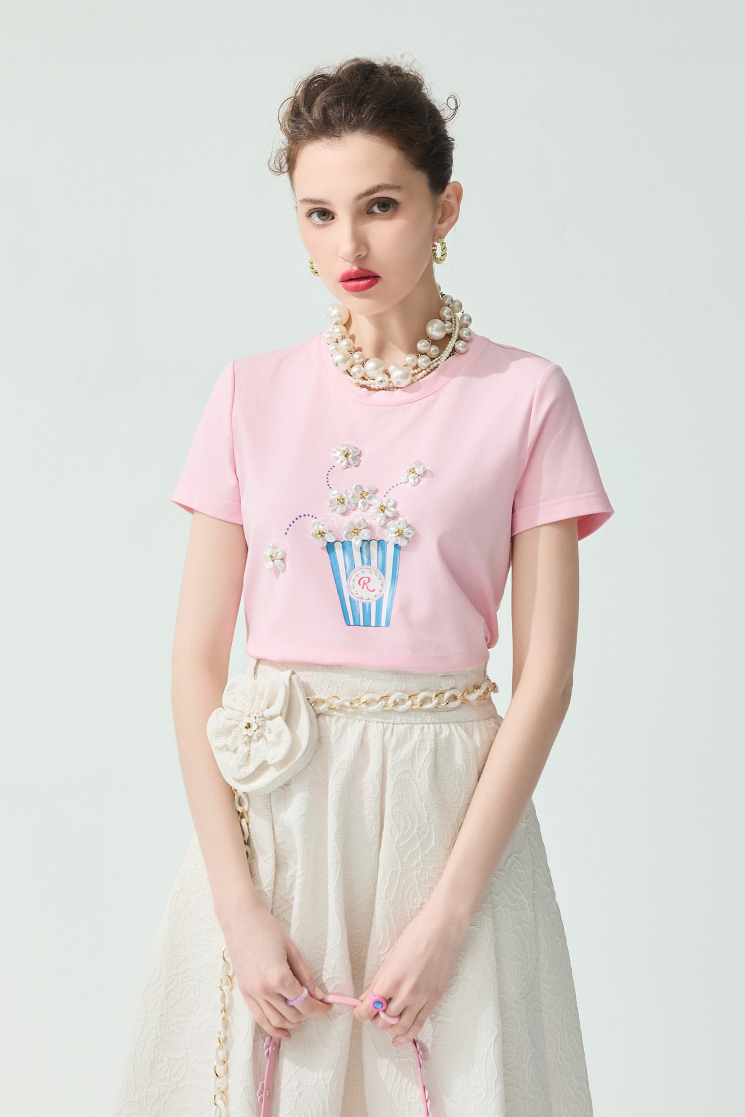 Popcorn Graphic Short Sleeve TeePopcorn Graphic Short Sleeve Tee,T-shirts,Tops,Season (SS) Look,pearl