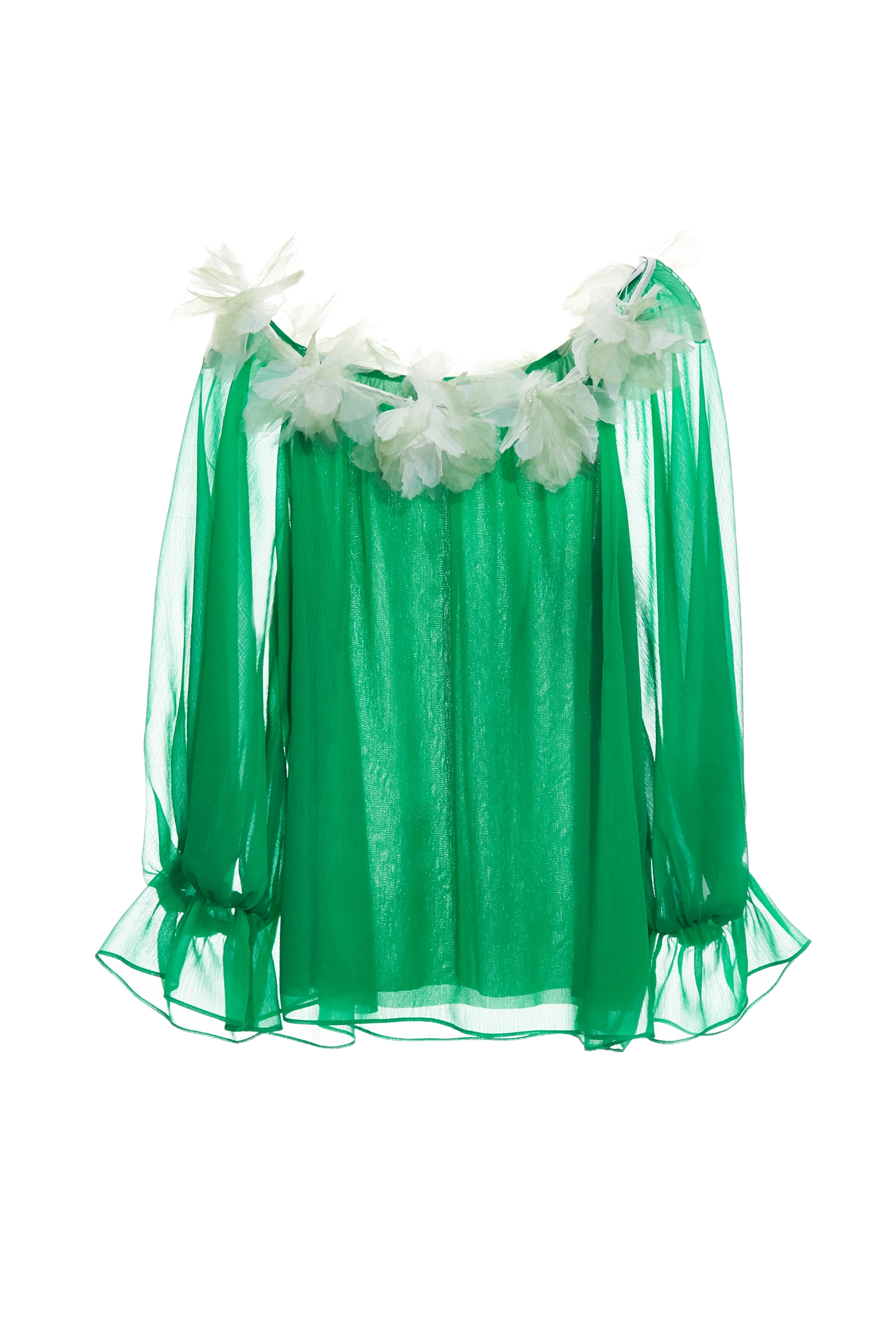 Contrast 3-D Floral Detail Chiffon TopContrast 3-D Floral Detail Chiffon Top,Tops,Season (SS) Look,Chiffon