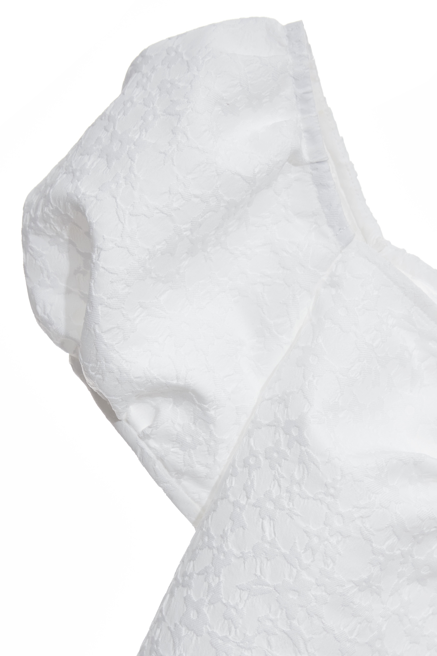 Embossed Floral Detail Puff Sleeve TopEmbossed Floral Detail Puff Sleeve Top,Tops,Embroidered,Season (SS) Look,White tops,Lace