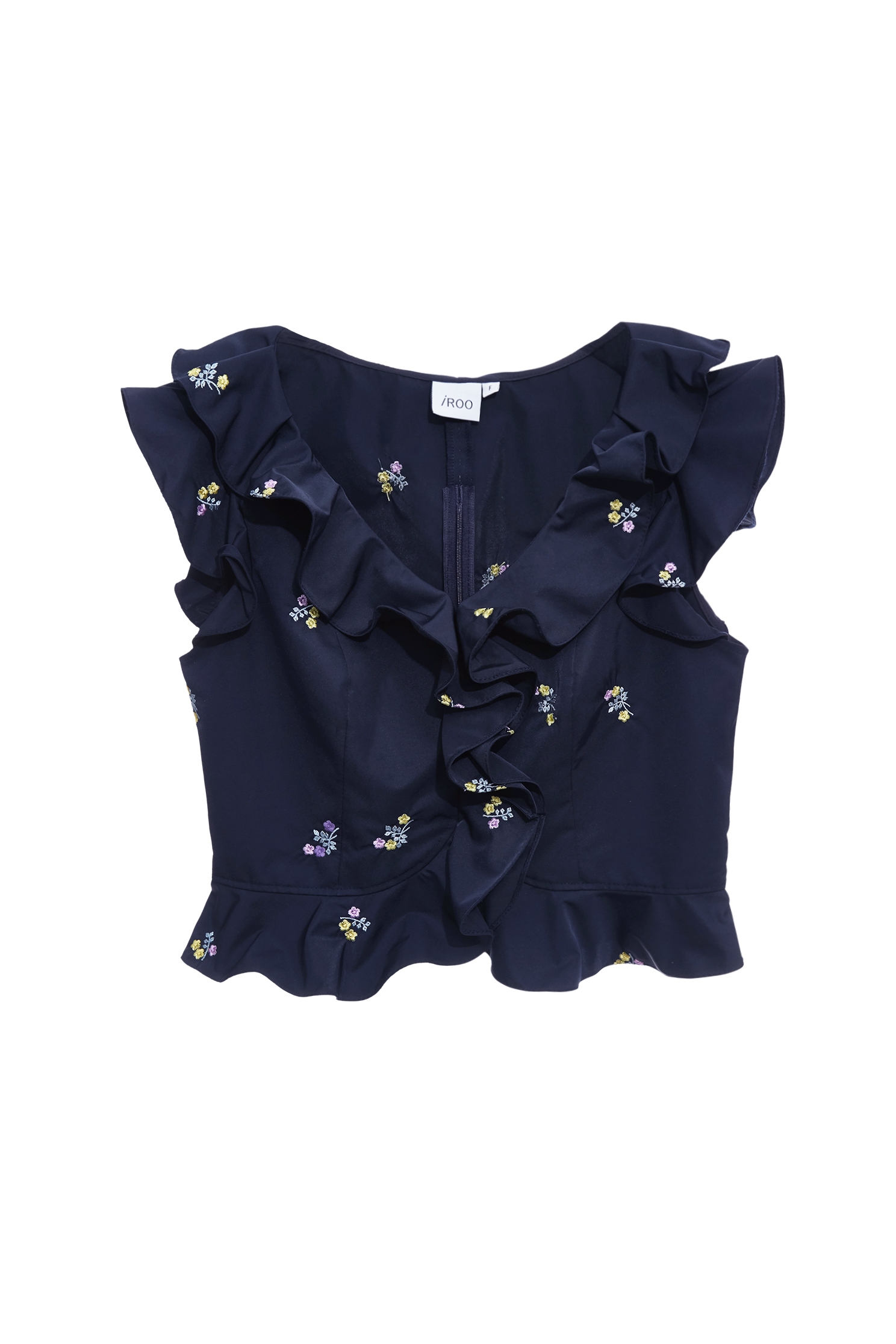 Floral Embroidery Detail Ruffle VestFloral Embroidery Detail Ruffle Vest,sleeveless tops,Tops,Embroidered,Season (SS) Look,sleeveless tops