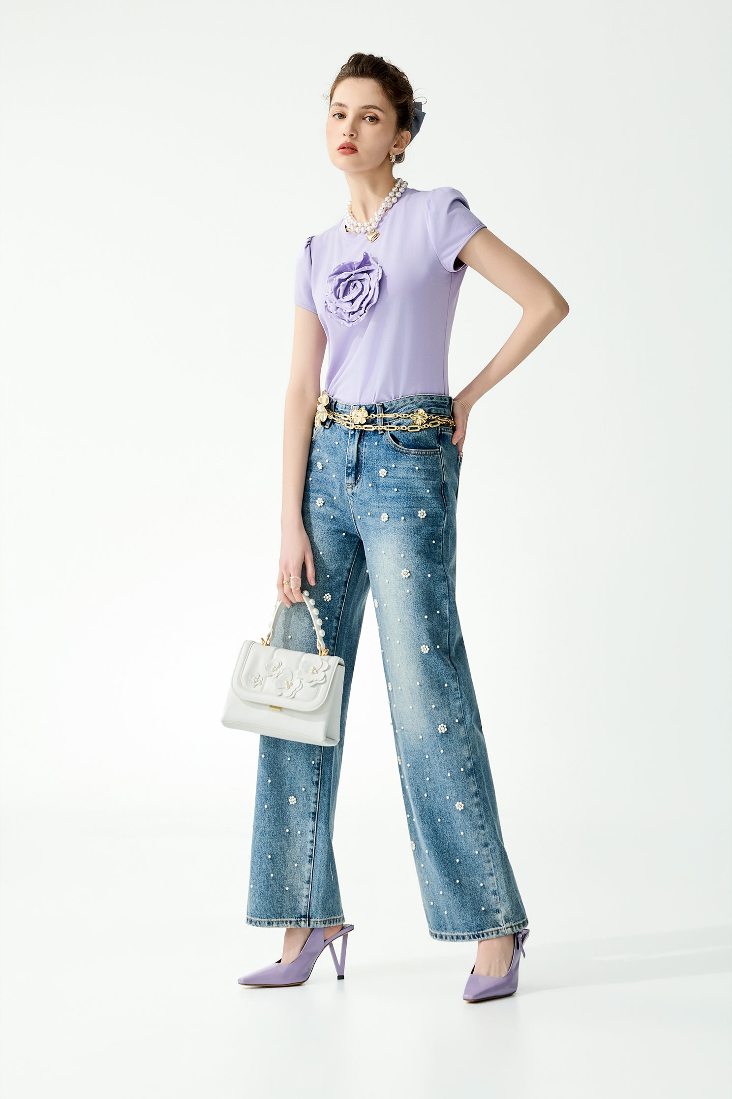 3-D Floral Short Sleeve Tee3-D Floral Short Sleeve Tee,Tops,Season (SS) Look,pearl