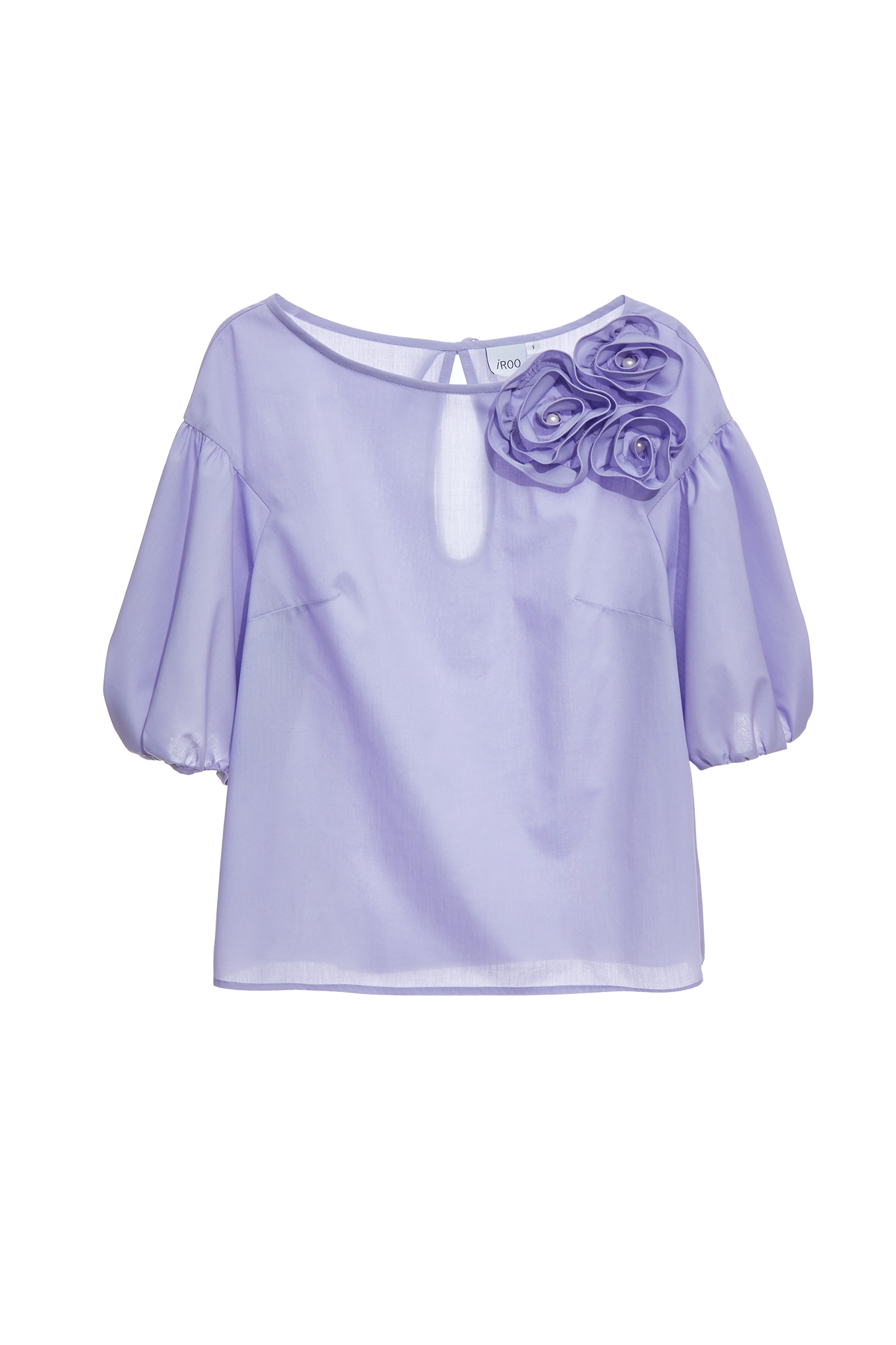 3-D Floral Brooch Purple Top3-D Floral Brooch Purple Top,Tops,Season (SS) Look