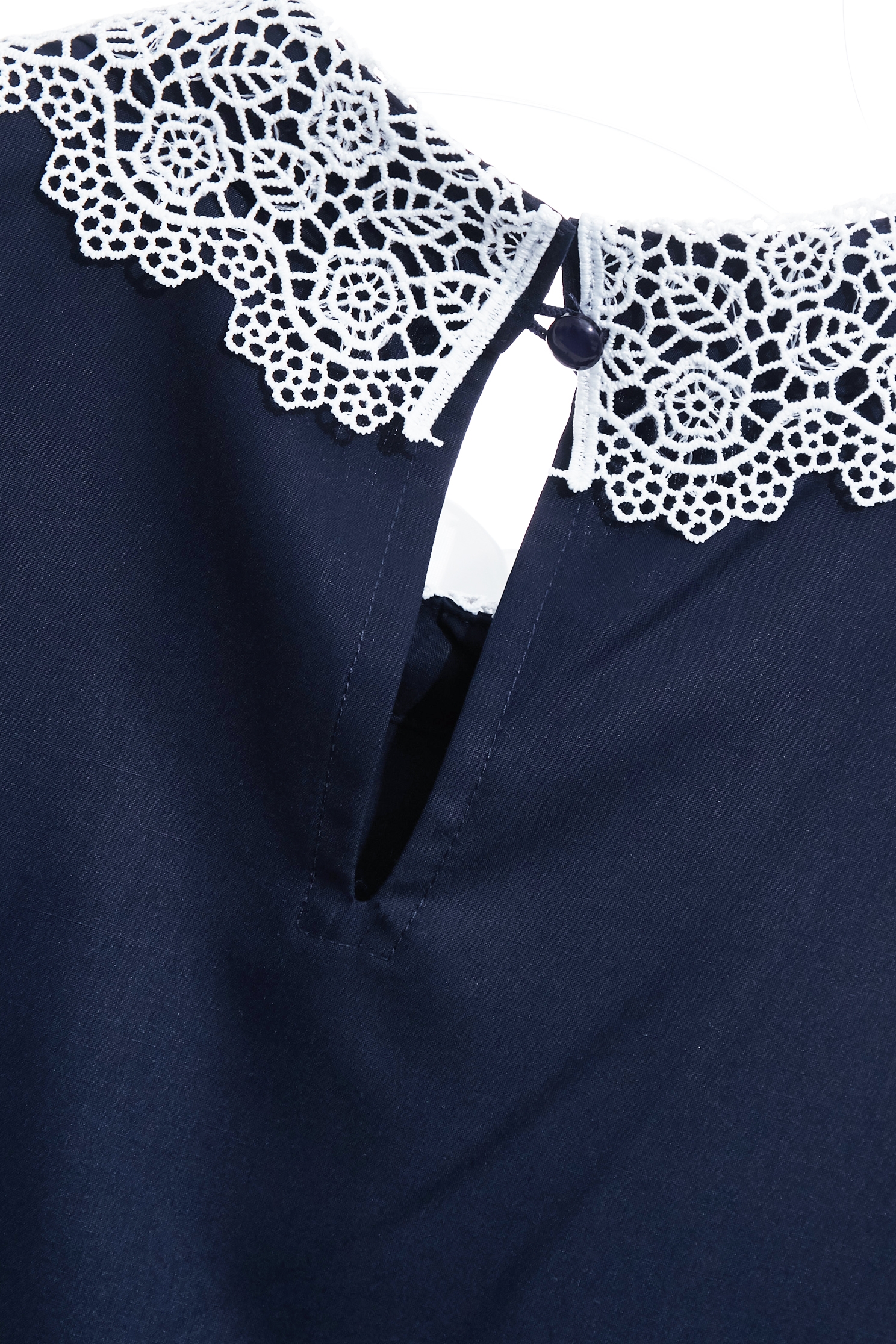 White Collar Lace Navy Peplum TopWhite Collar Lace Navy Peplum Top,Tops,Season (SS) Look,Lace