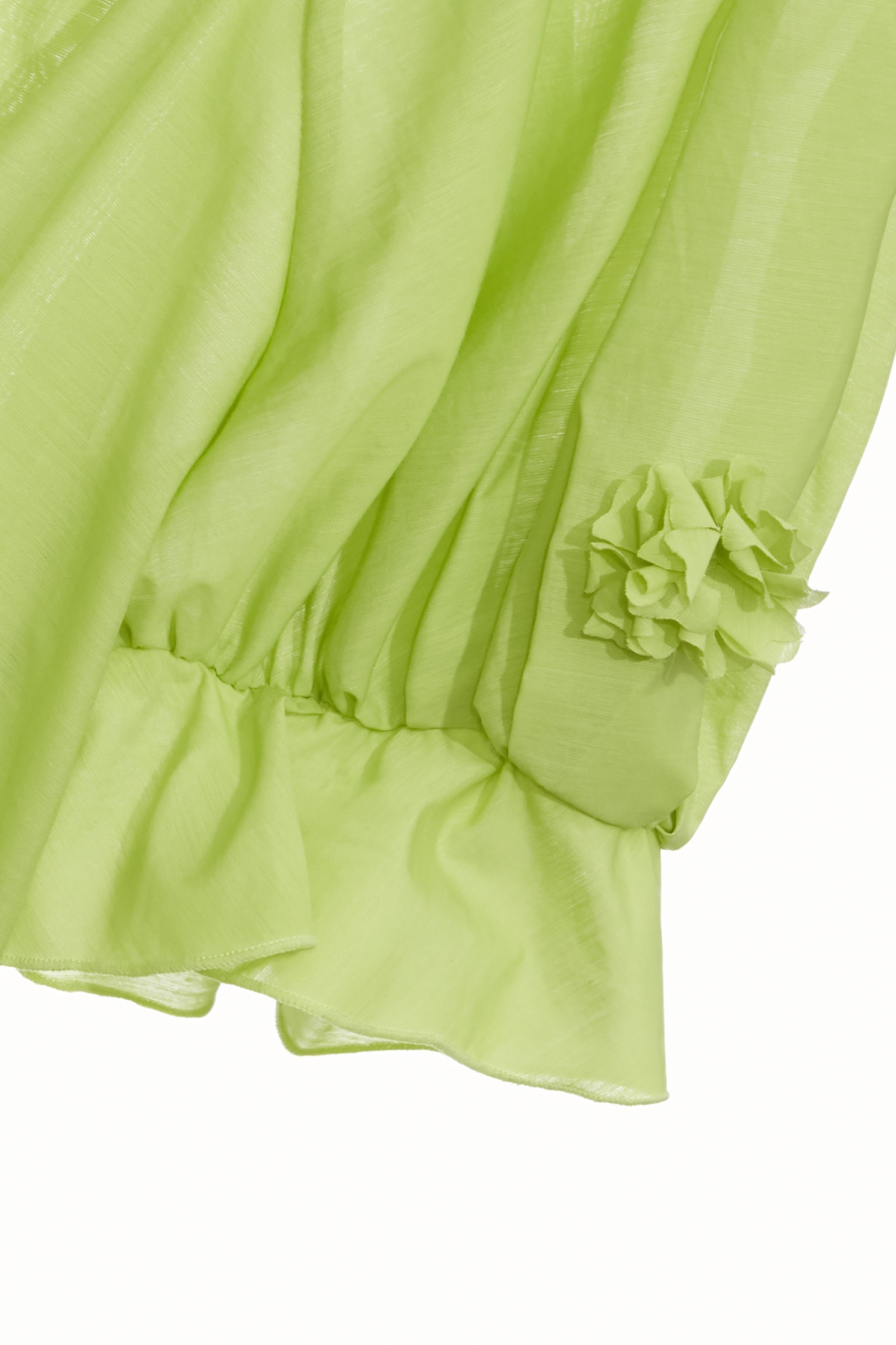3-D Floral Detail Green Top3-D Floral Detail Green Top,Tops,Season (SS) Look,City Feminine