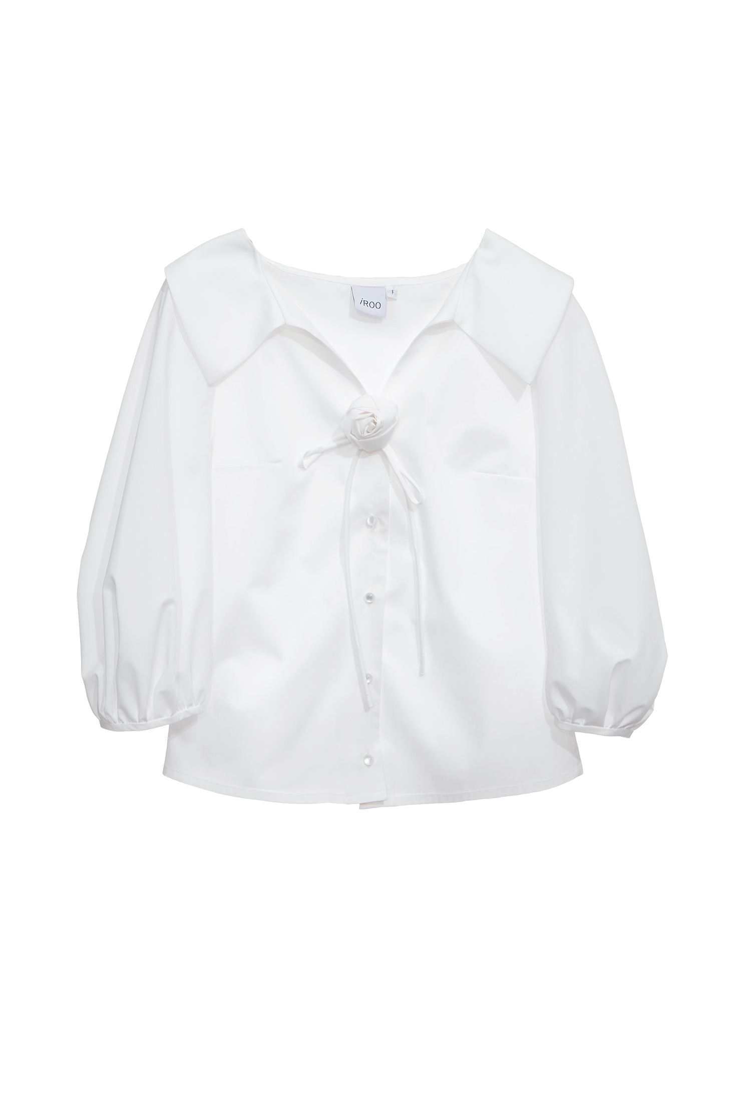 Floral Brooch Detail Button Front TopFloral Brooch Detail Button Front Top,Tops,Season (SS) Look,City Feminine,White tops