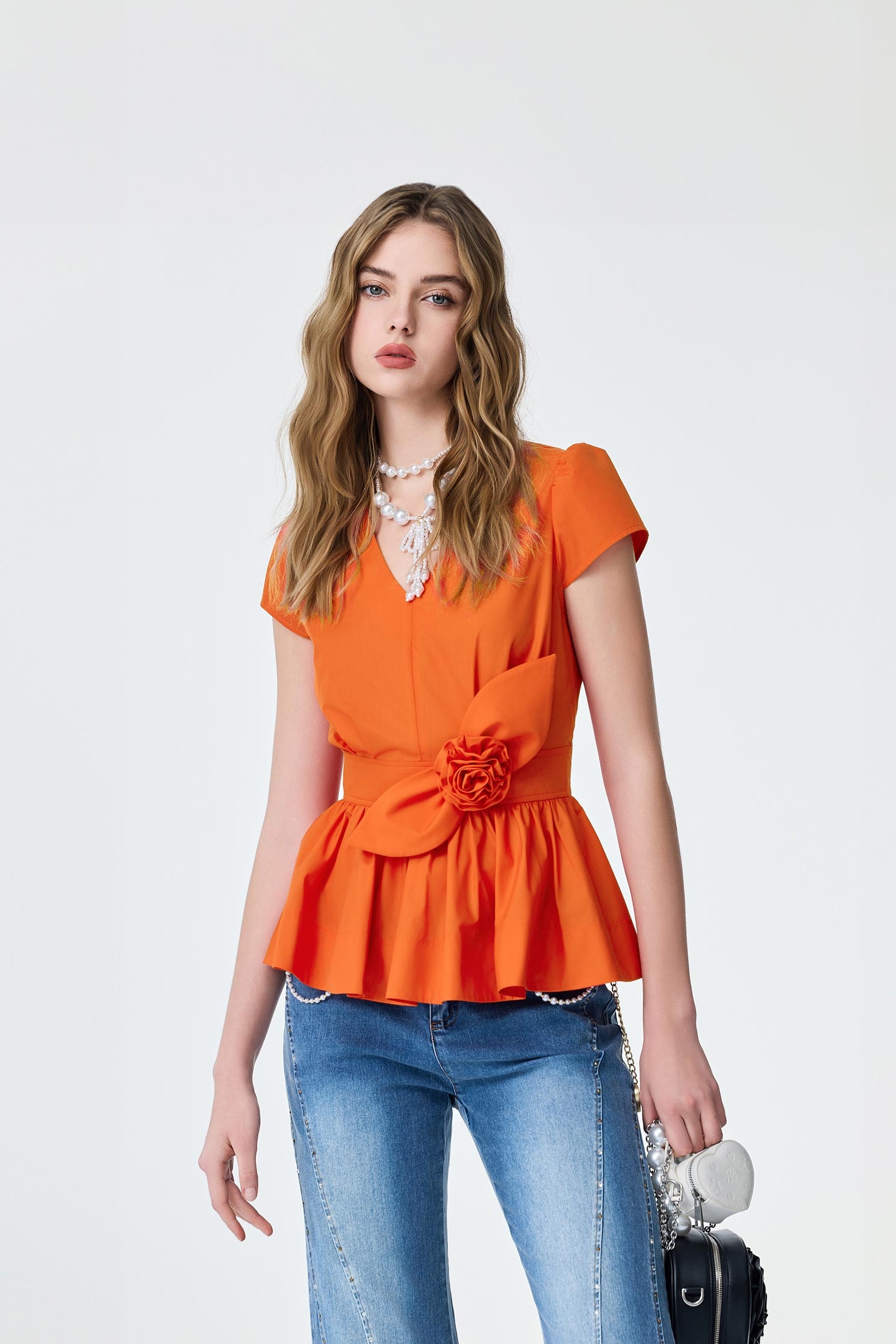 Front Bow Detail Short Sleeve TopFront Bow Detail Short Sleeve Top,Tops,Season (SS) Look,City Feminine