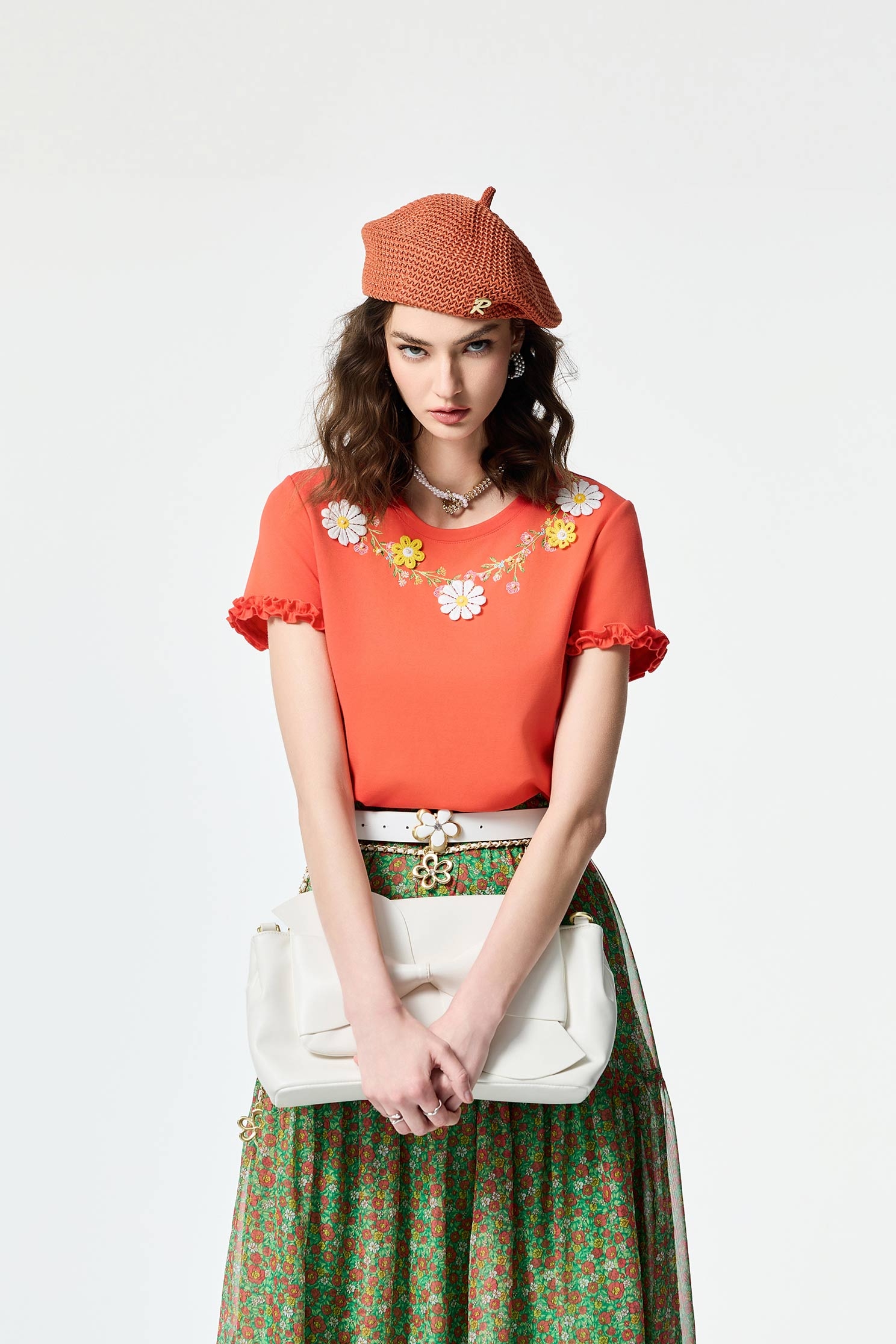 Floral Embroidery Short Sleeve TeeFloral Embroidery Short Sleeve Tee,Tops,Embroidered,Season (SS) Look,City Feminine,Lace