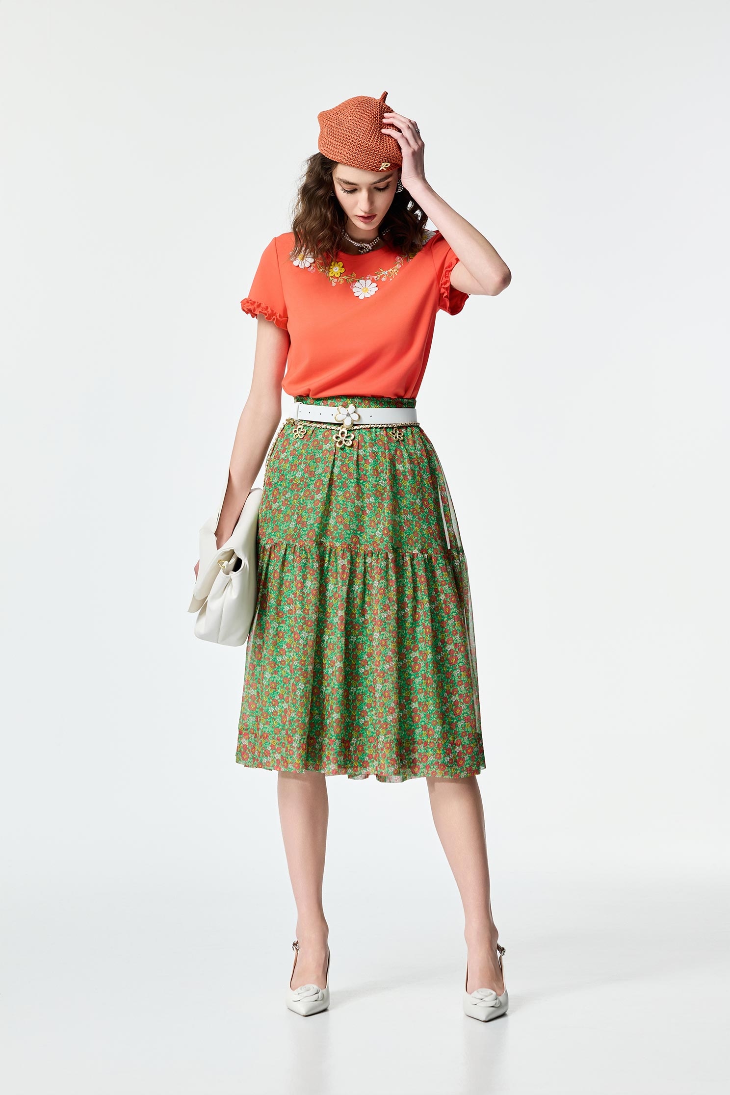 Floral Embroidery Short Sleeve TeeFloral Embroidery Short Sleeve Tee,Tops,Embroidered,Season (SS) Look,City Feminine,Lace