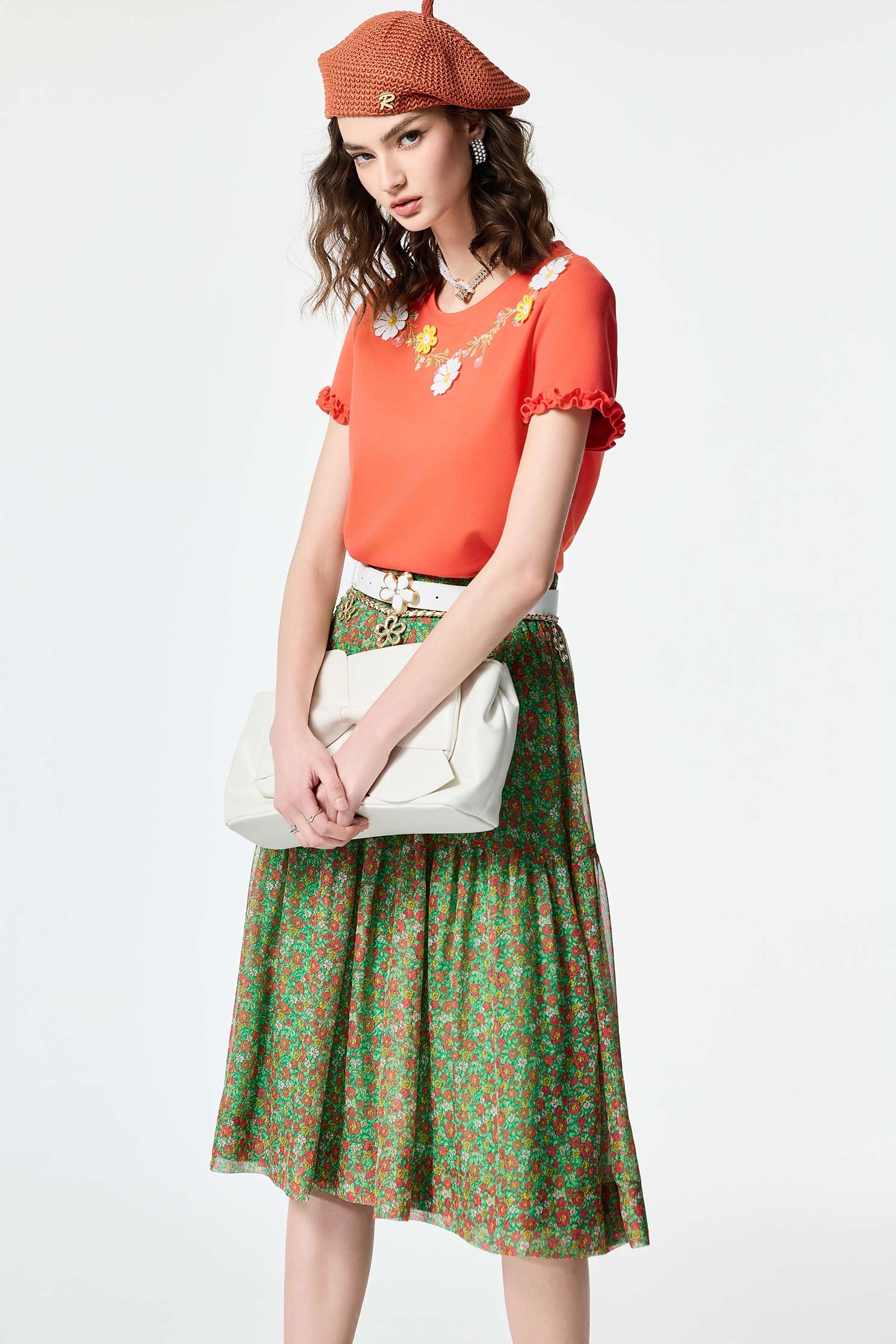 Floral Embroidery Short Sleeve TeeFloral Embroidery Short Sleeve Tee,Tops,Embroidered,Season (SS) Look,City Feminine,Lace