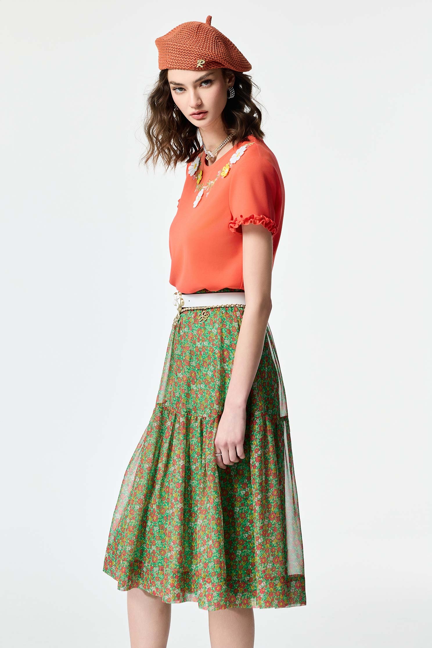 Floral Embroidery Short Sleeve TeeFloral Embroidery Short Sleeve Tee,Tops,Embroidered,Season (SS) Look,City Feminine,Lace