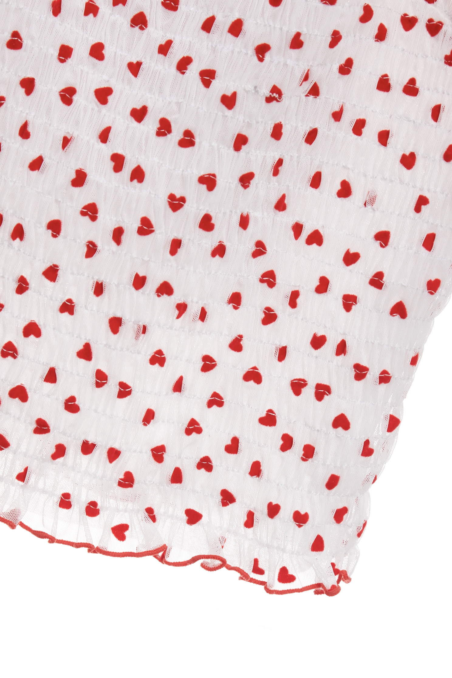 Velvet Heart Motif Puff Sleeve Top,Tops,bestselling,Season (SS) Look,Mesh fabric