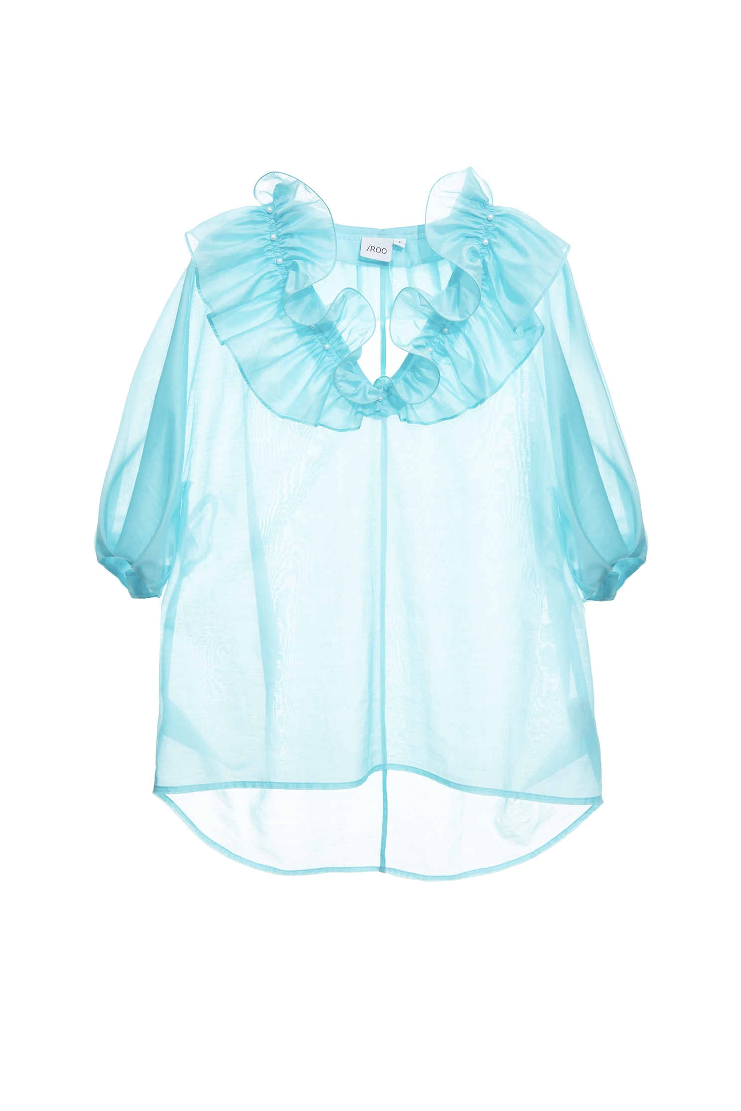 Ice Blue Ruffle Detail Top,Tops,Season (SS) Look