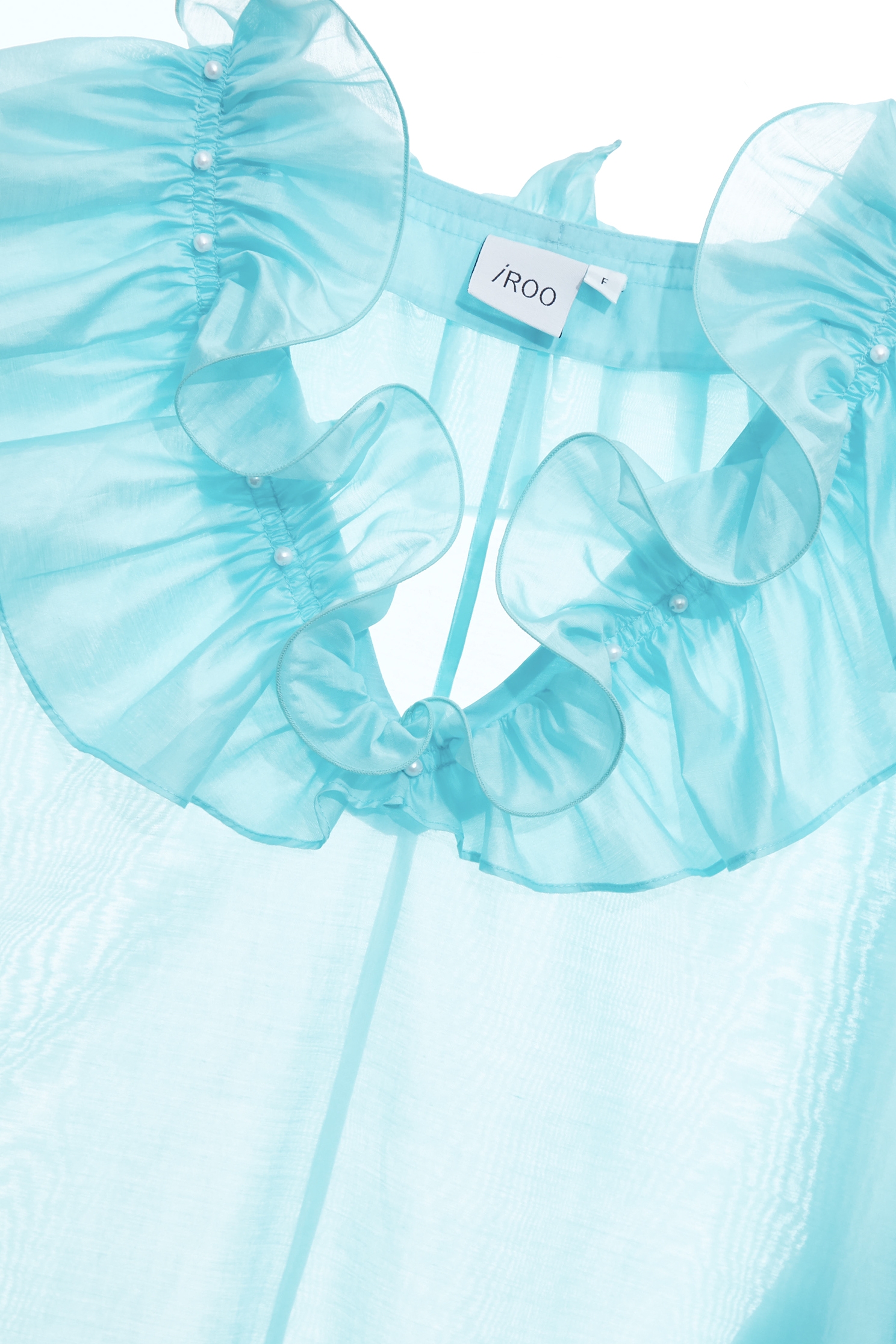 Ice Blue Ruffle Detail Top,Tops,Season (SS) Look