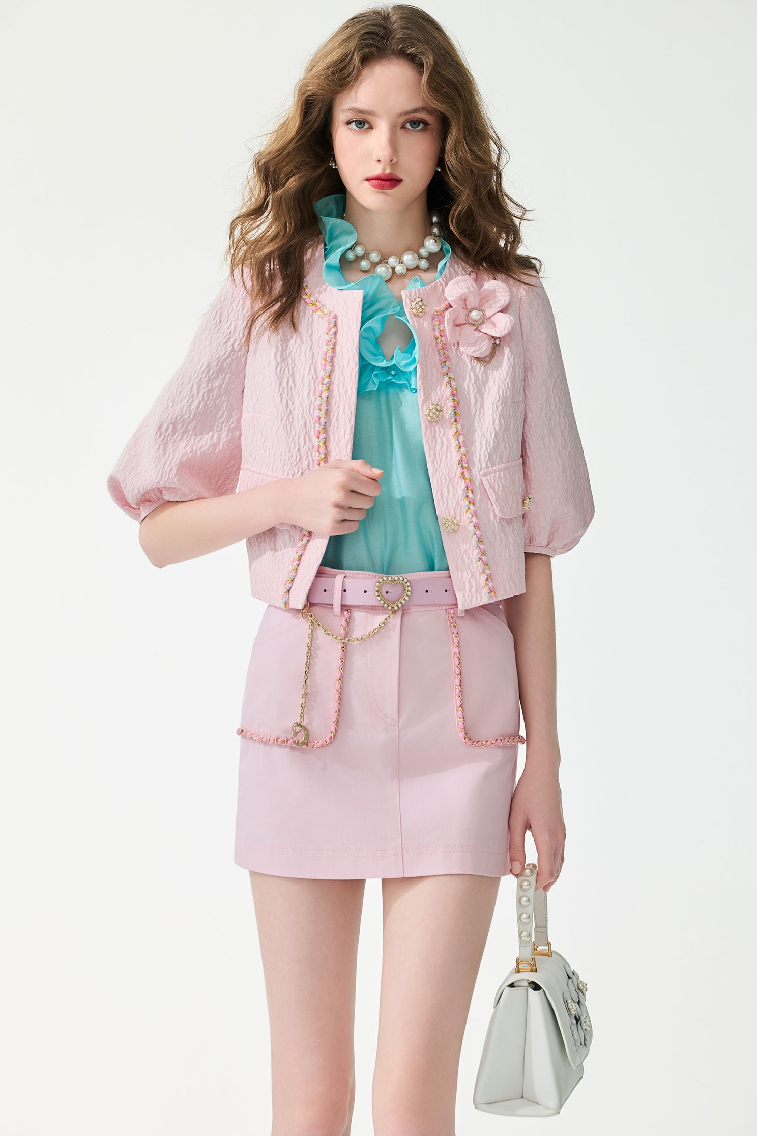 Ice Blue Ruffle Detail Top,Tops,Season (SS) Look