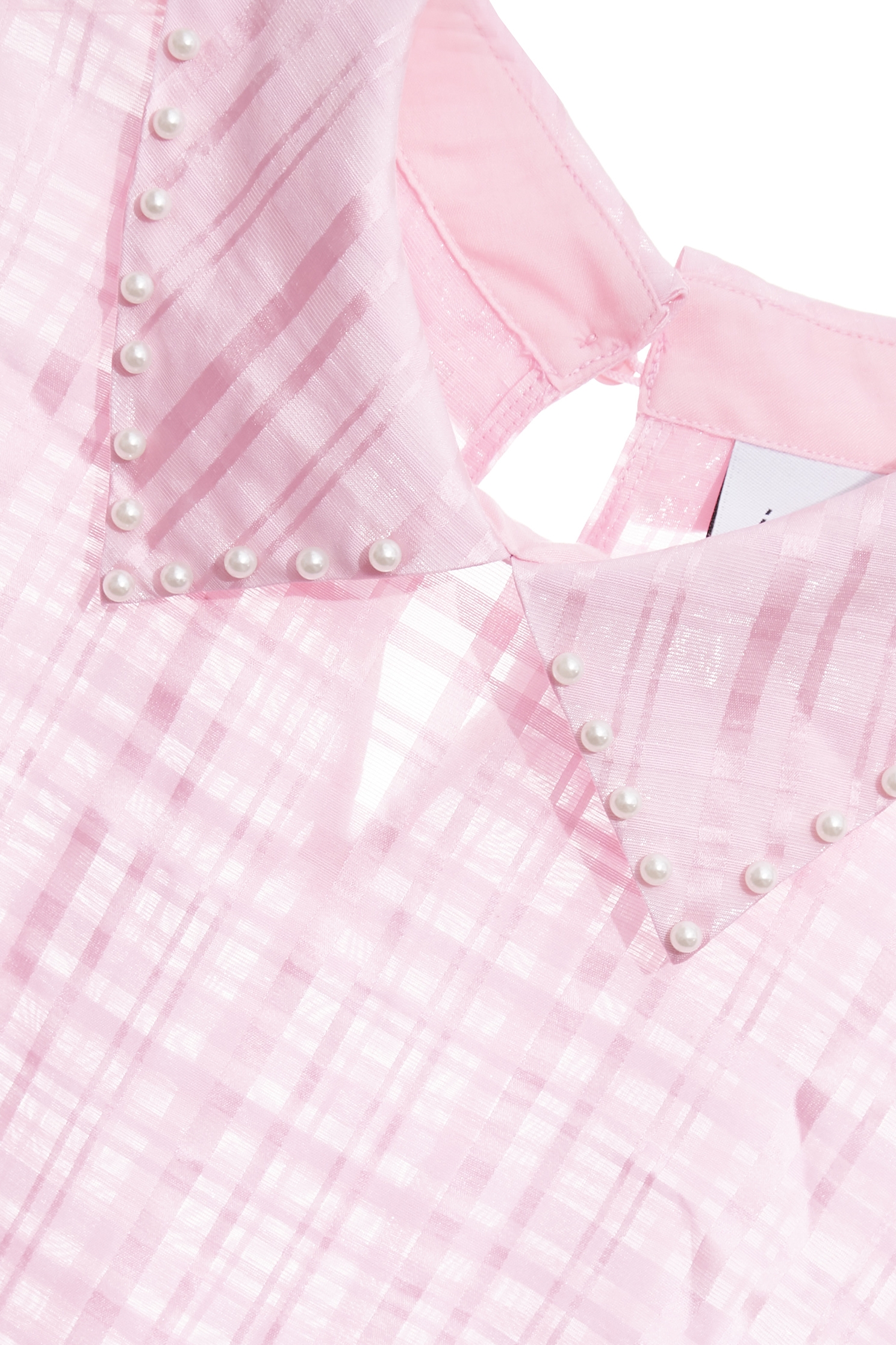 Ruffle Hem Pink Top,Tops,Season (SS) Look,Plaid,pearl
