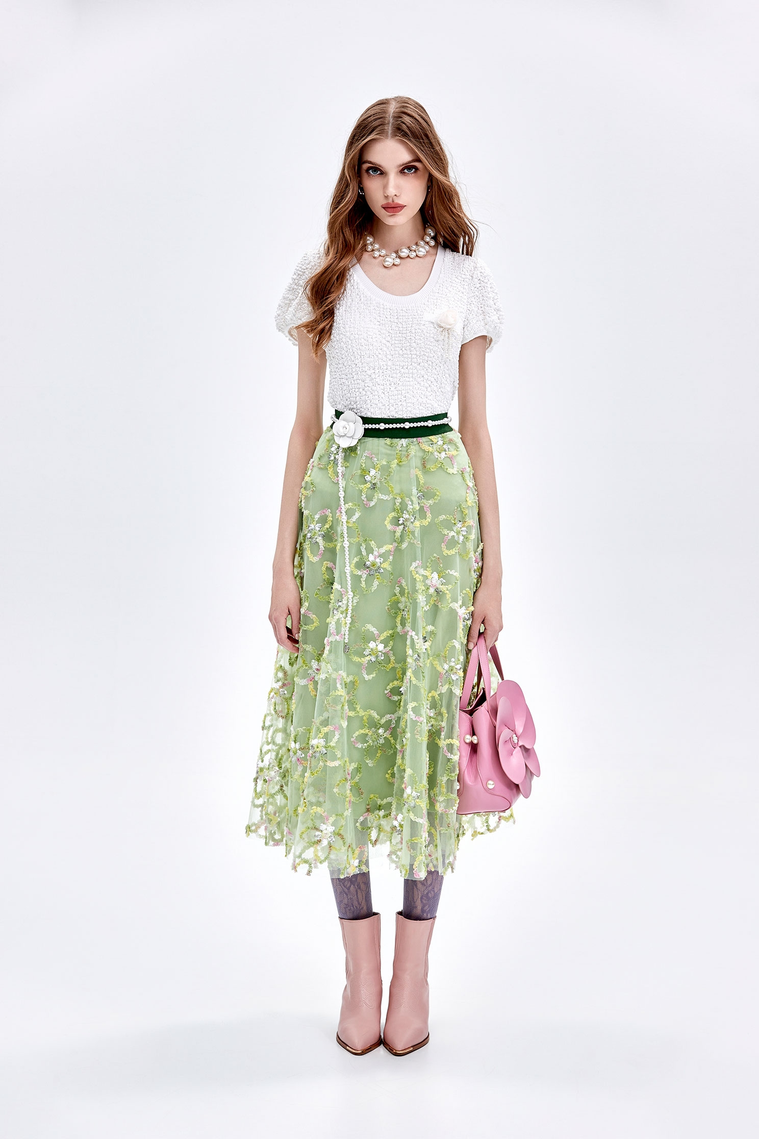 Floral Brooch Textured TopFloral Brooch Textured Top,Tops,Season (AW) Look